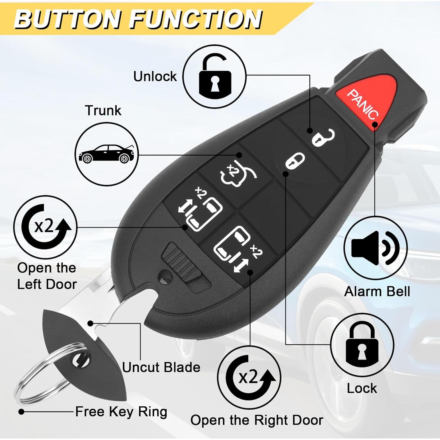 Llavero Reemplazo Dodge Grand Caravan 2008-2020 2 Piezas