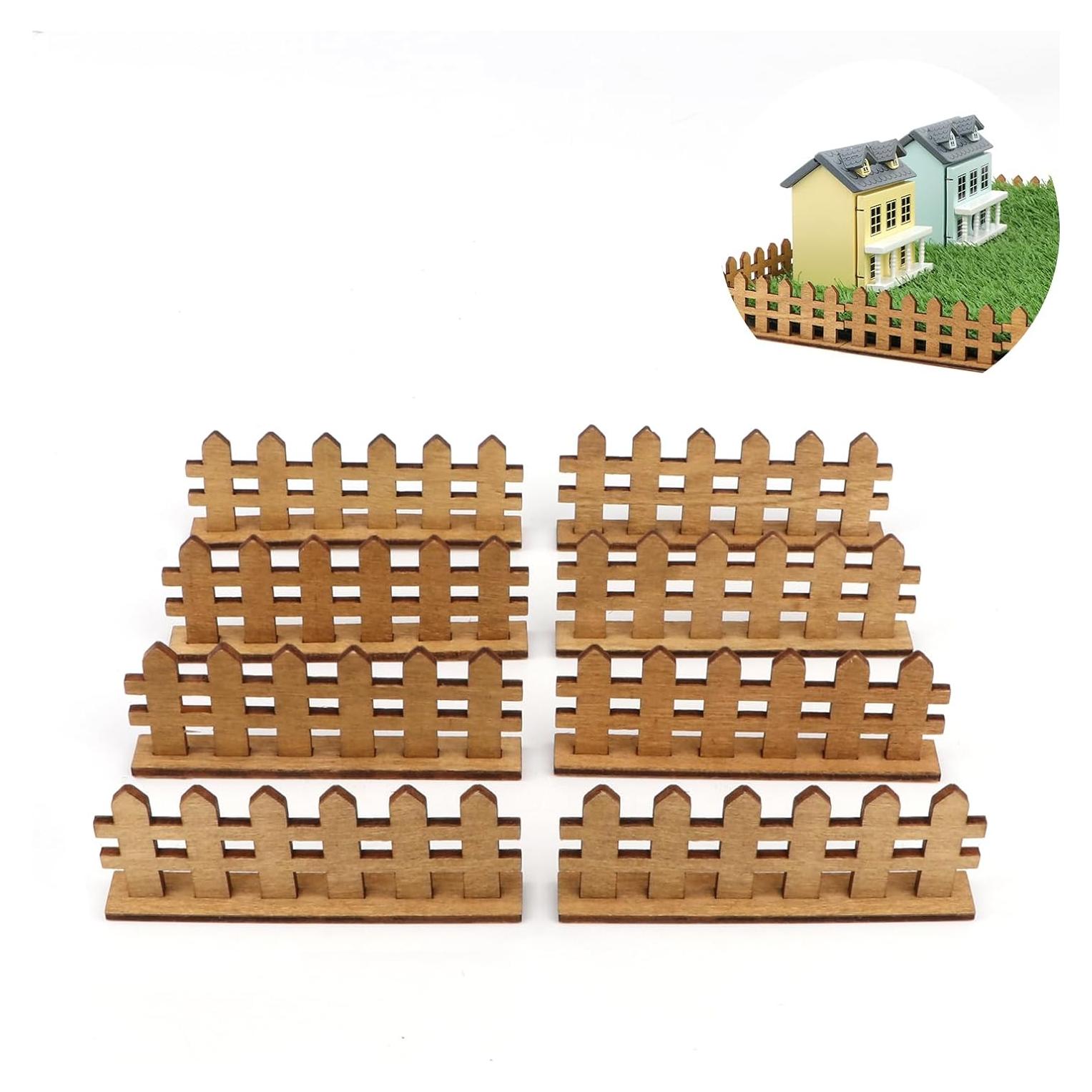 Cerca de Jardín Miniatura Cutemini 8 Piezas Madera 8x3 cm