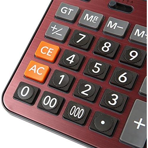 Calculadora Solar Meichoon KA06 Grande 14 Dígitos Roja