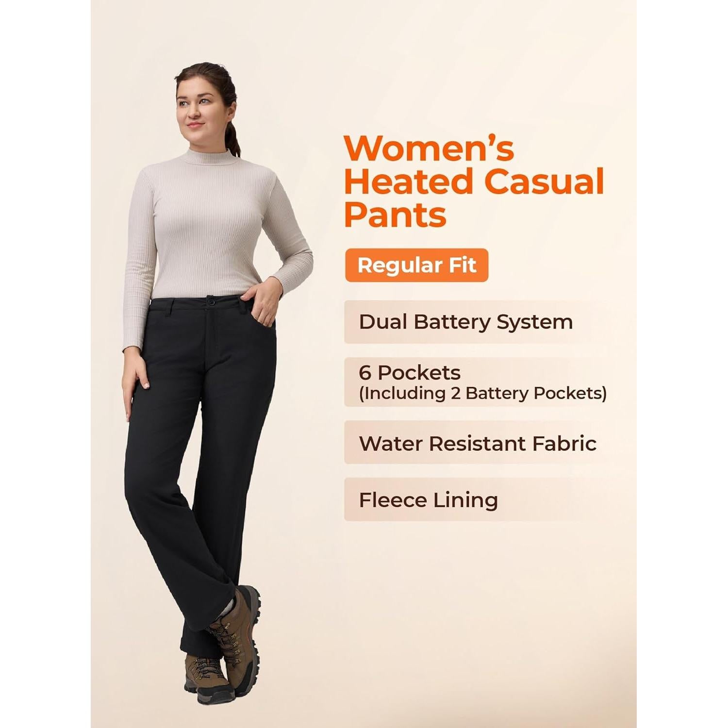 Pantalones Térmicos Casuales para Mujeres ORORO - Negro