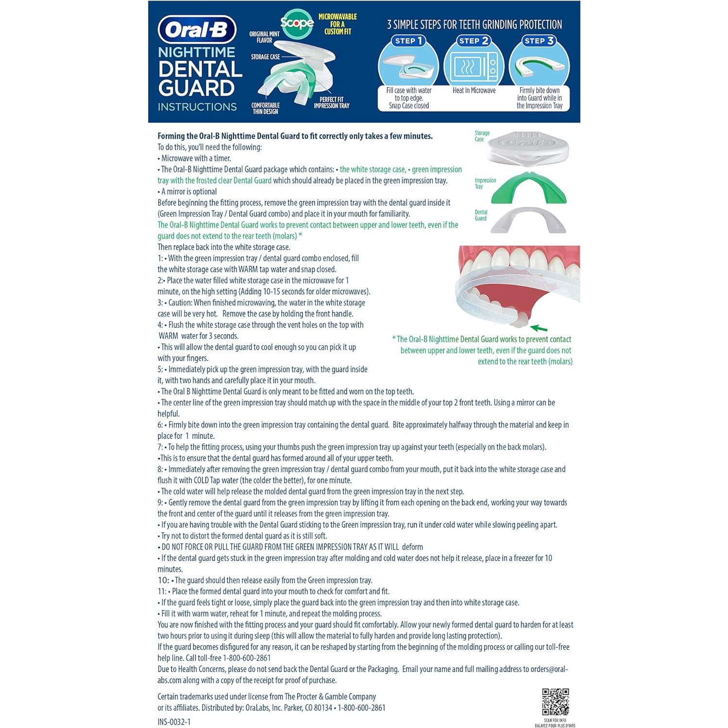 Protector Bucal Oral-B para Bruxismo - 2 Paquete Moldeable