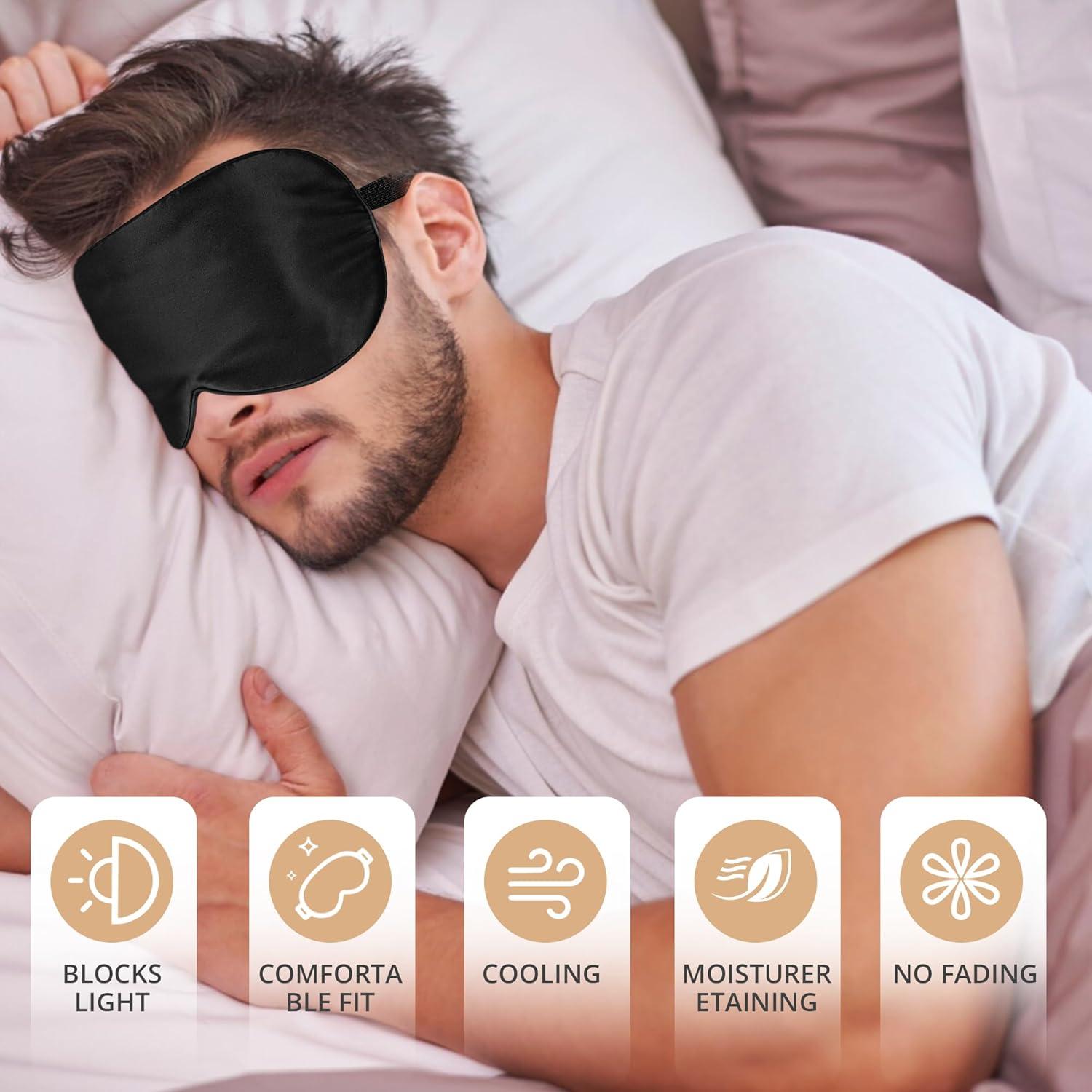 Máscara de Sueño de Seda 22 Momme Pyopbow - Antifaz Negro