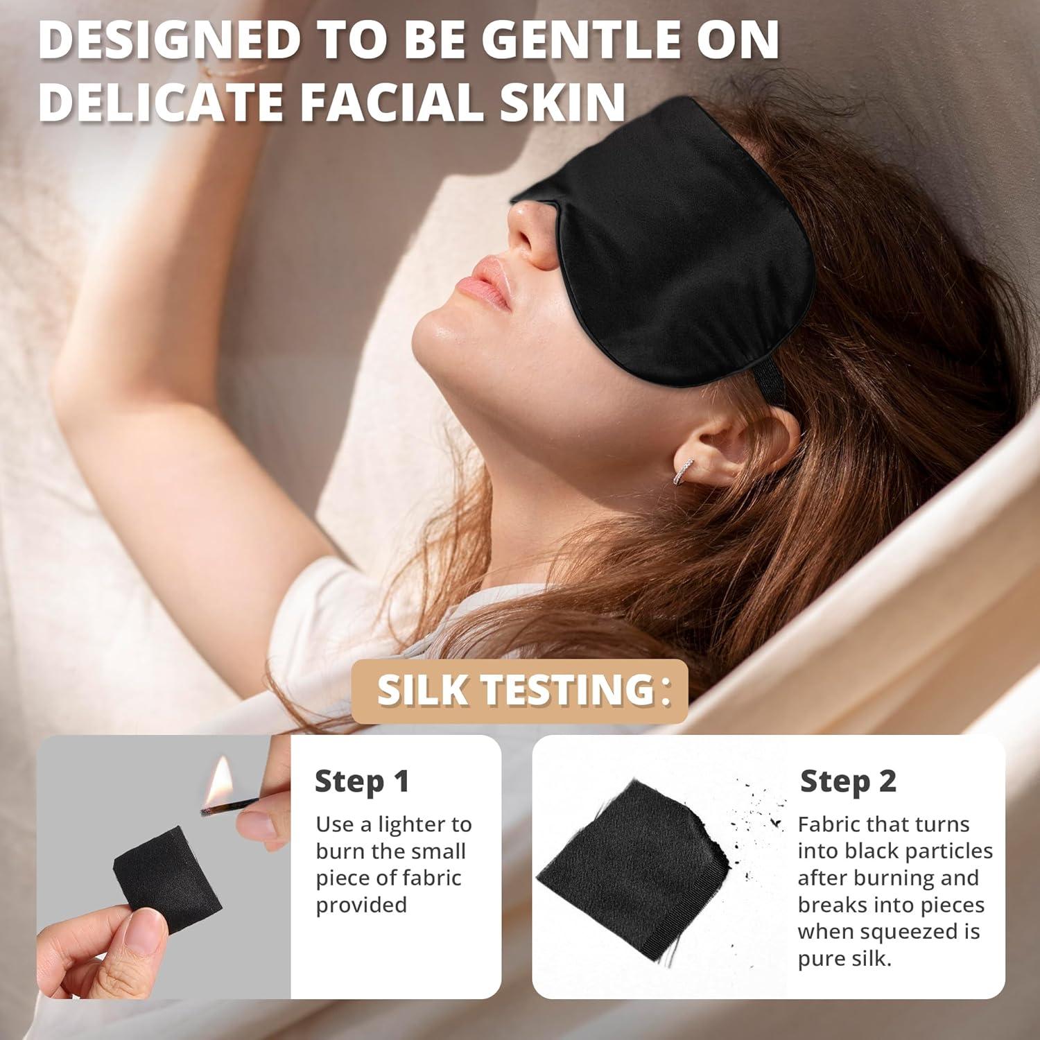 Máscara de Sueño de Seda Morera Pyopbow 22 Momme Ajustable