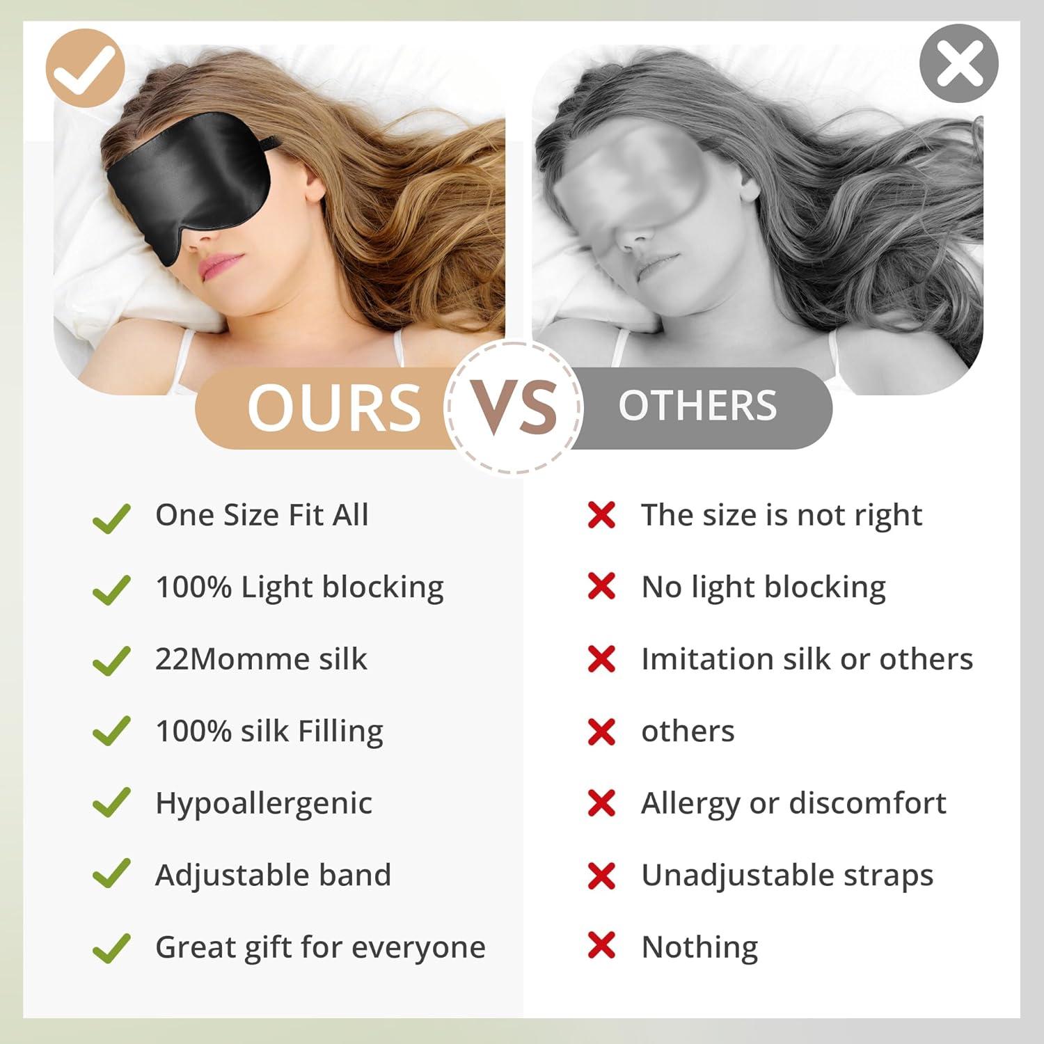 Máscara de Sueño de Seda Morera Pyopbow 22 Momme Ajustable