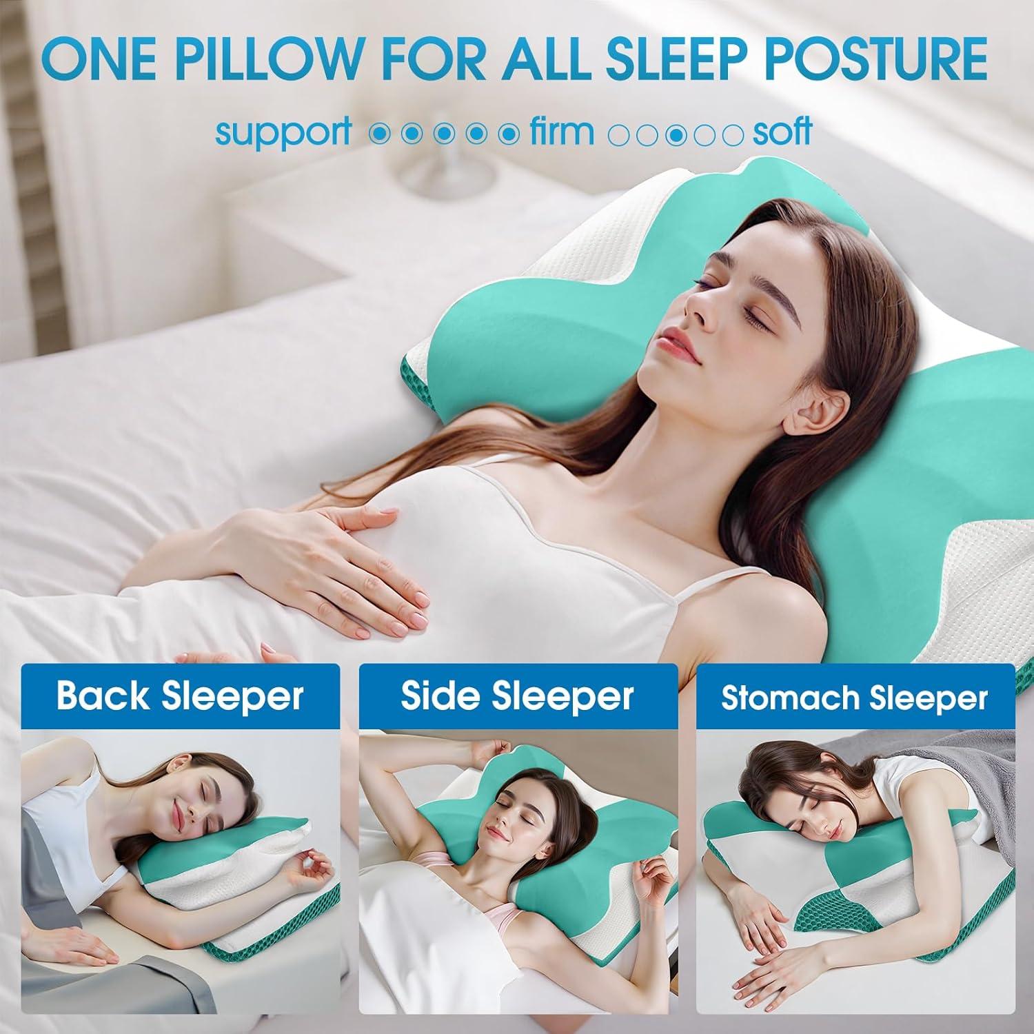 Almohada Ergonómica CloudBliss Espuma Viscoelástica Queen Verde