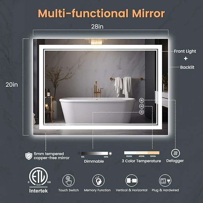 Espejo LED SOGOLINE 50.8x71.1 cm con luces y anti-vaho