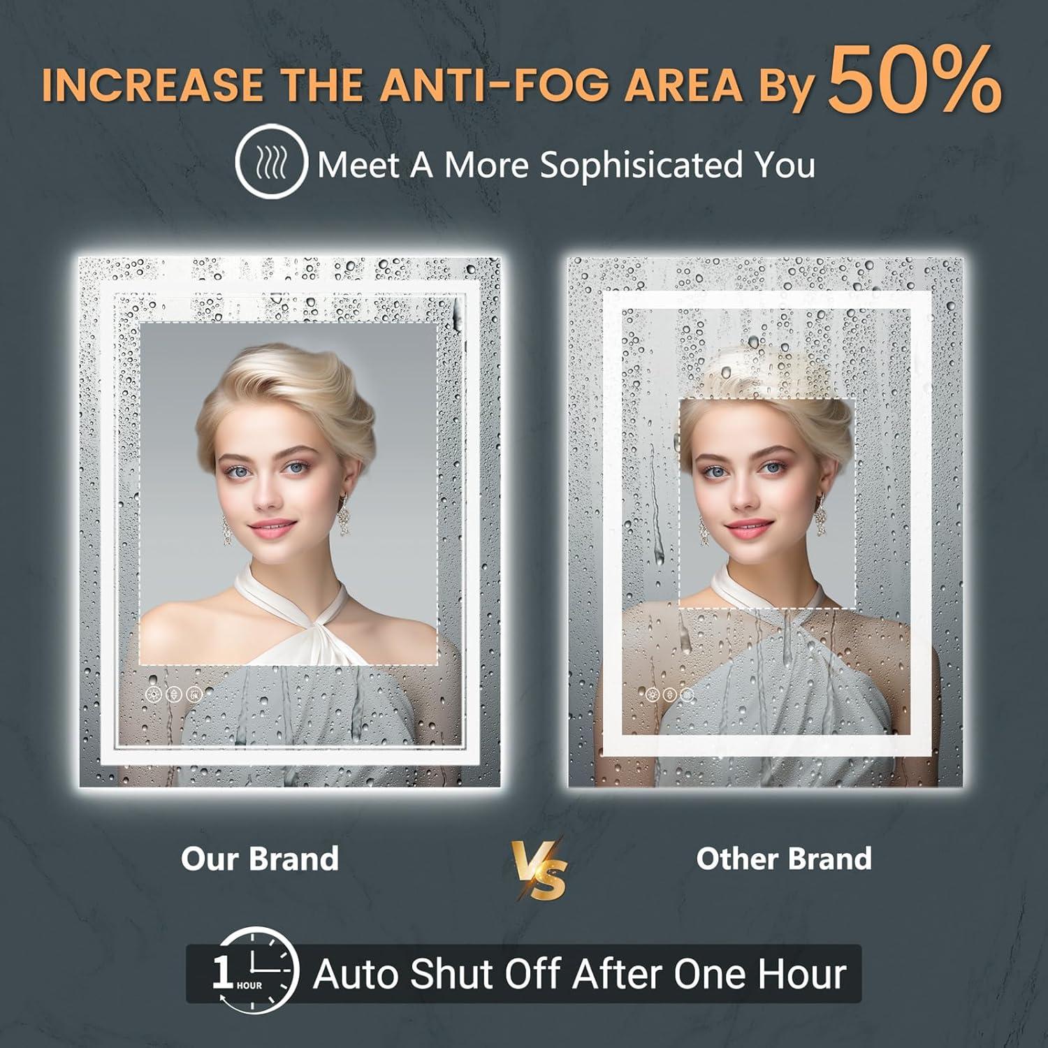 Espejo LED SOGOLINE 50.8x71.1 cm con luces y anti-vaho