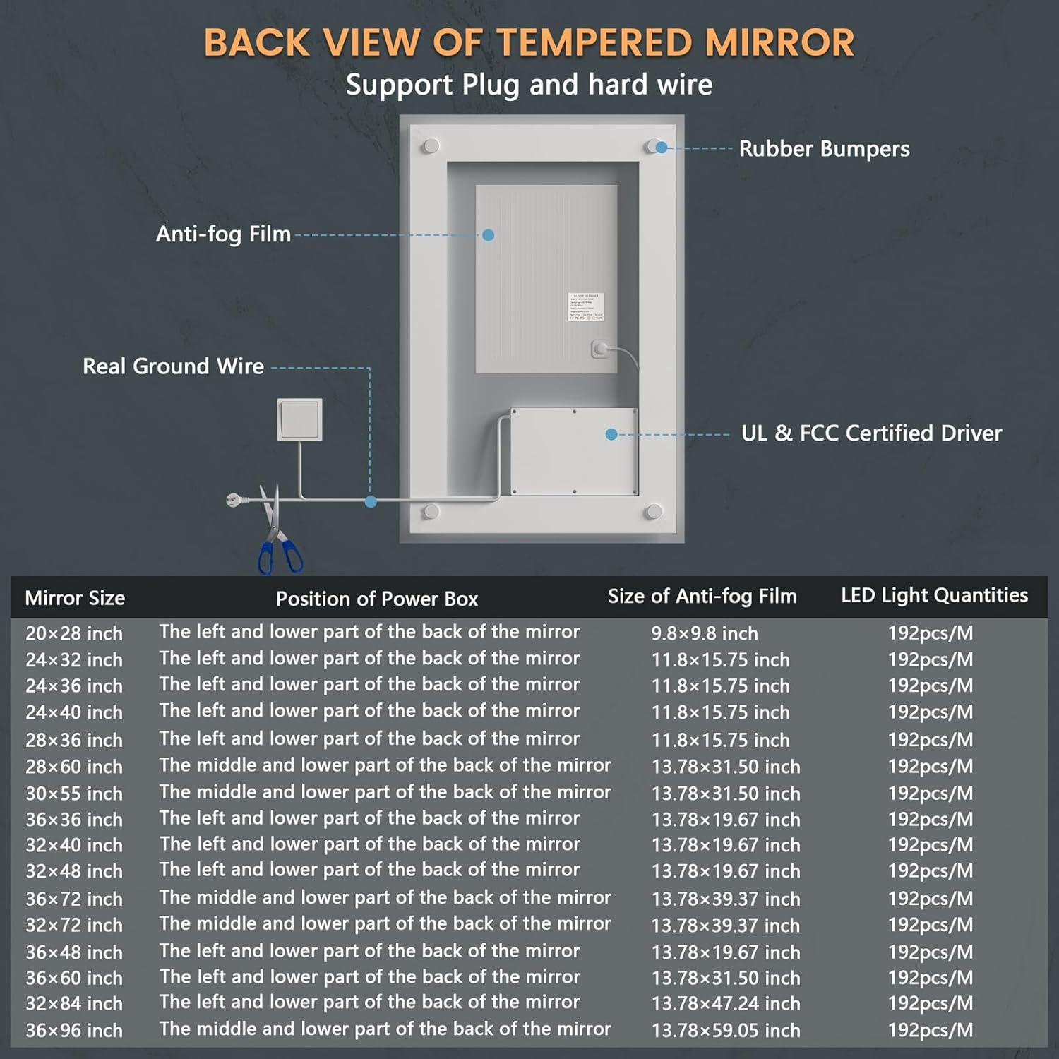 Espejo LED SOGOLINE 50.8x71.1 cm con luces y anti-vaho