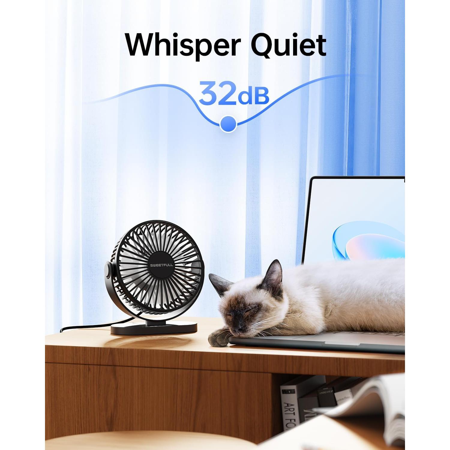 Ventilador de Escritorio USB SWEETFULL 14 cm 3 Velocidades Silencioso