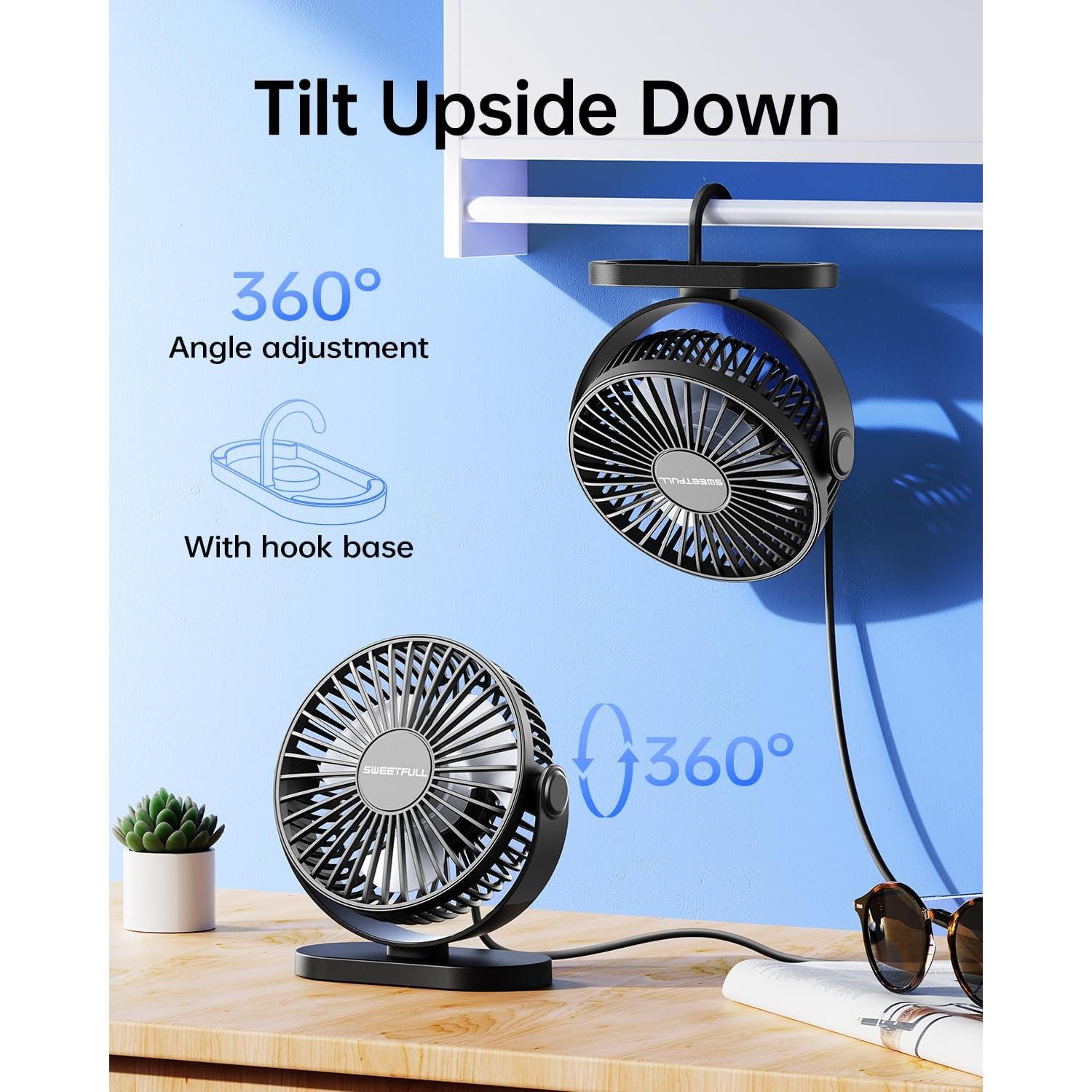 Ventilador de Escritorio USB SWEETFULL 14 cm 3 Velocidades Silencioso