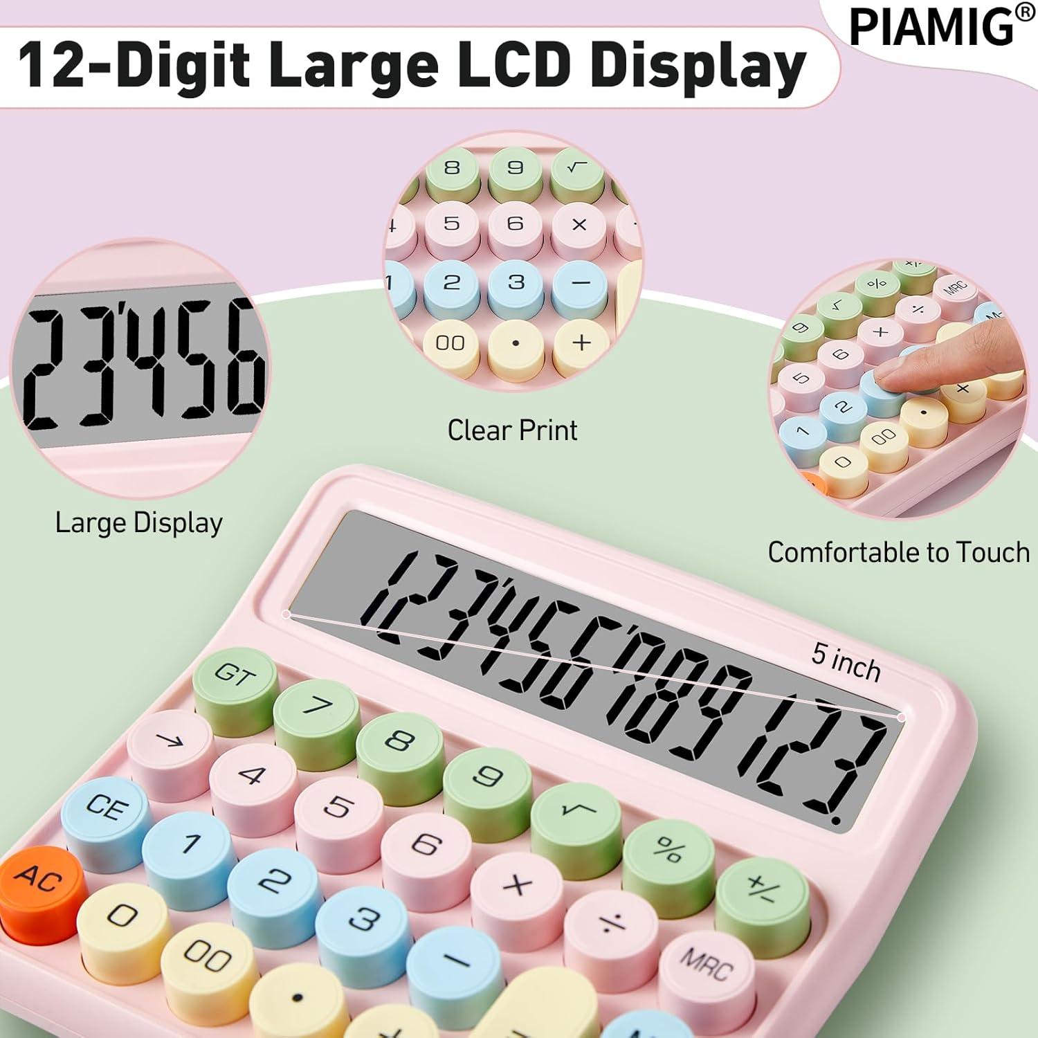 Calculadora Mecánica PIAMIG PMG2403 Rosa 12 Dígitos LCD