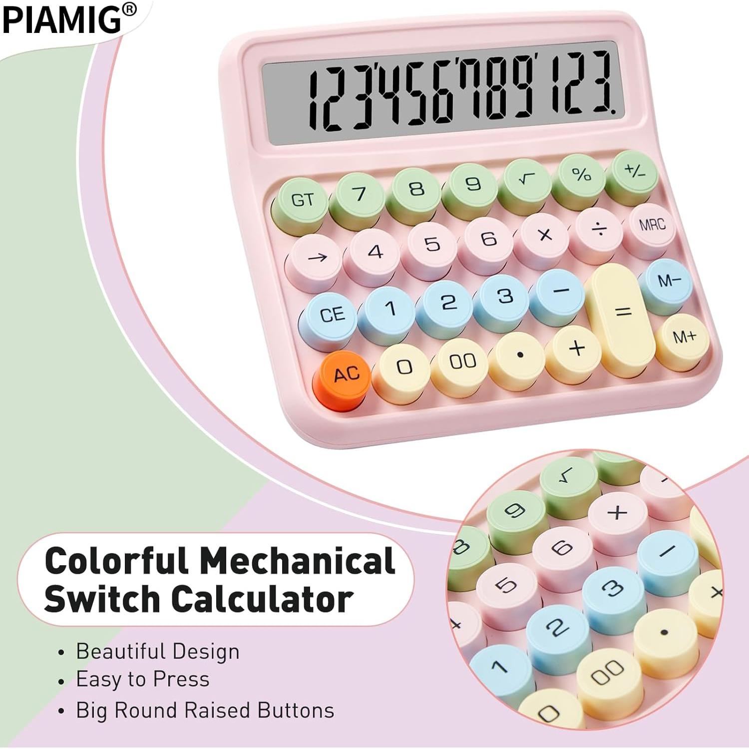 Calculadora Mecánica PIAMIG PMG2403 Rosa 12 Dígitos LCD