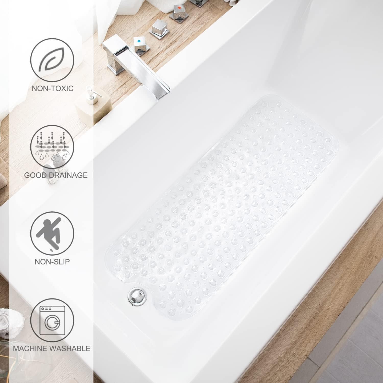 Alfombrilla Antideslizante para Baño TEESHLY 99x41 cm Transparente