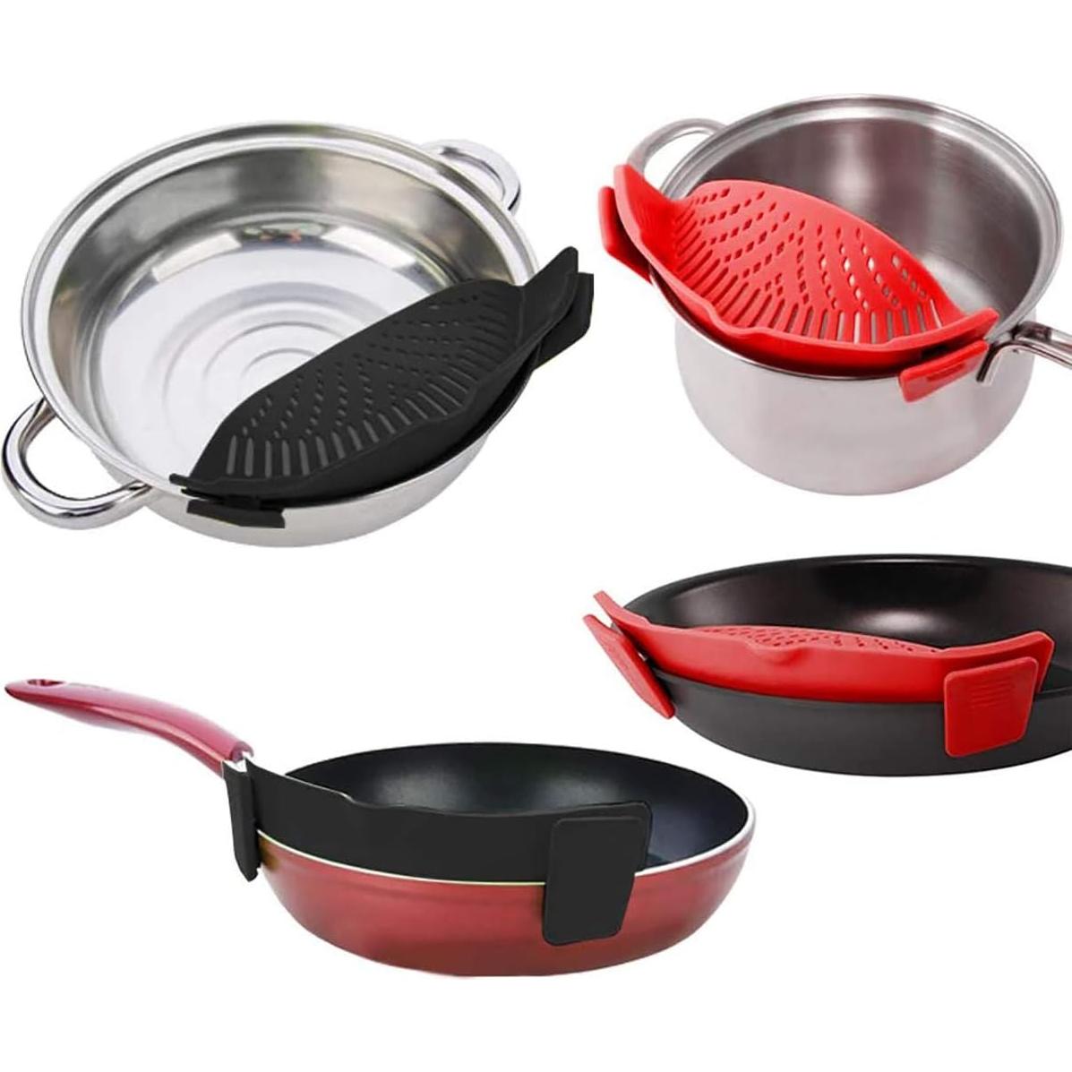 Colador Clip de Silicona UpTuoLi Negro 23x9 cm Resistente al Calor