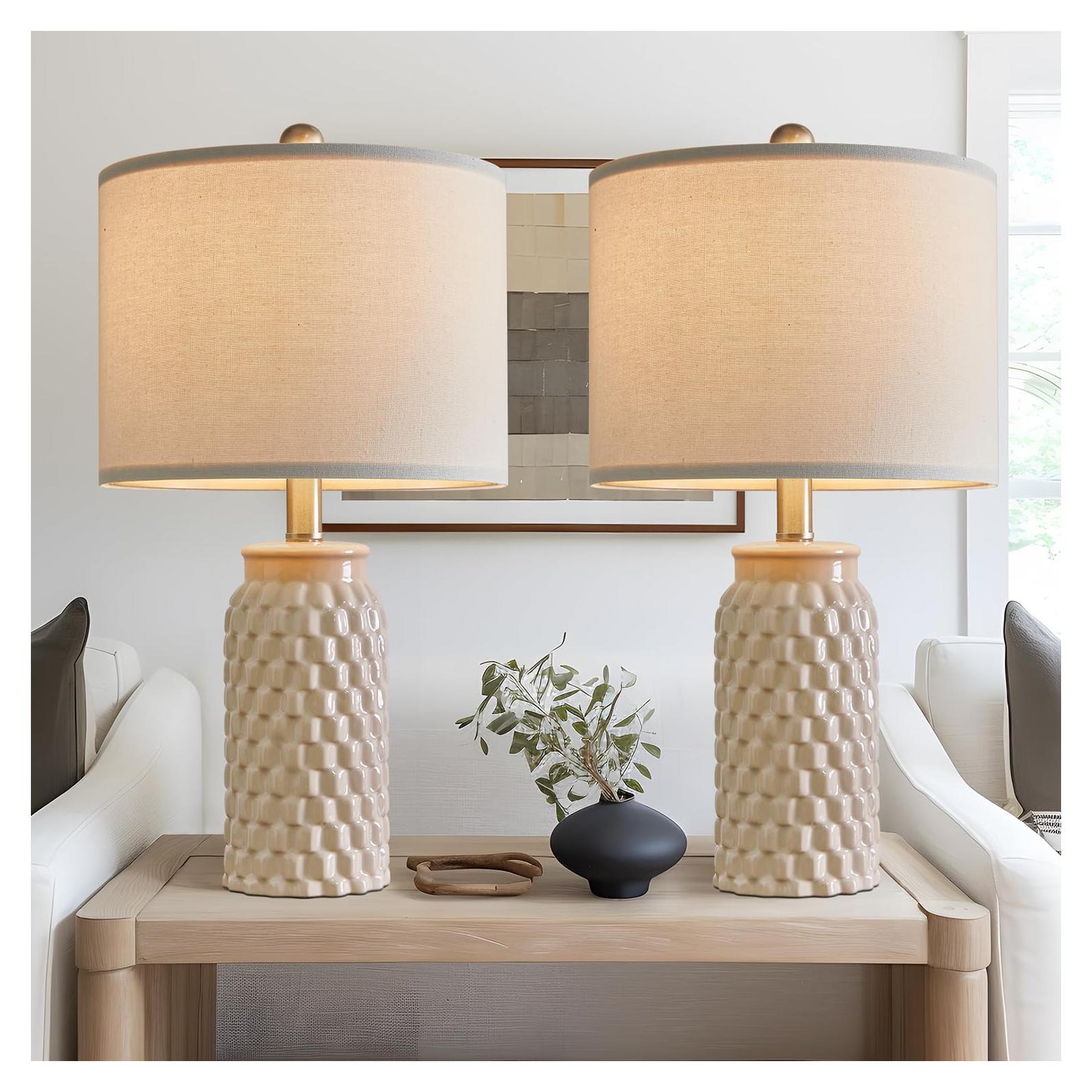 Lámpara de Mesa Cerámica Beige USumkky 52 cm Set de 2