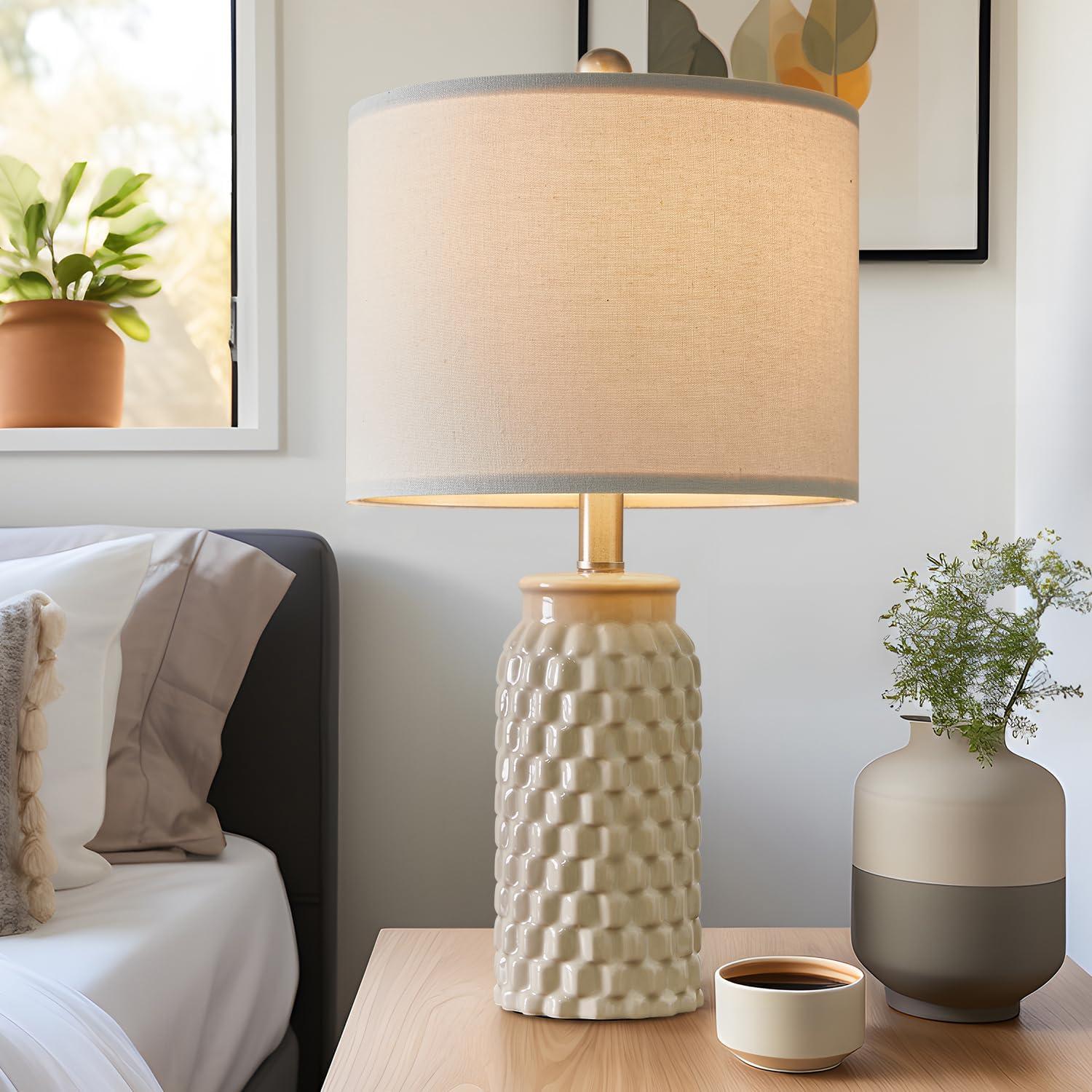 Lámpara de Mesa Cerámica Beige USumkky 52 cm Set de 2