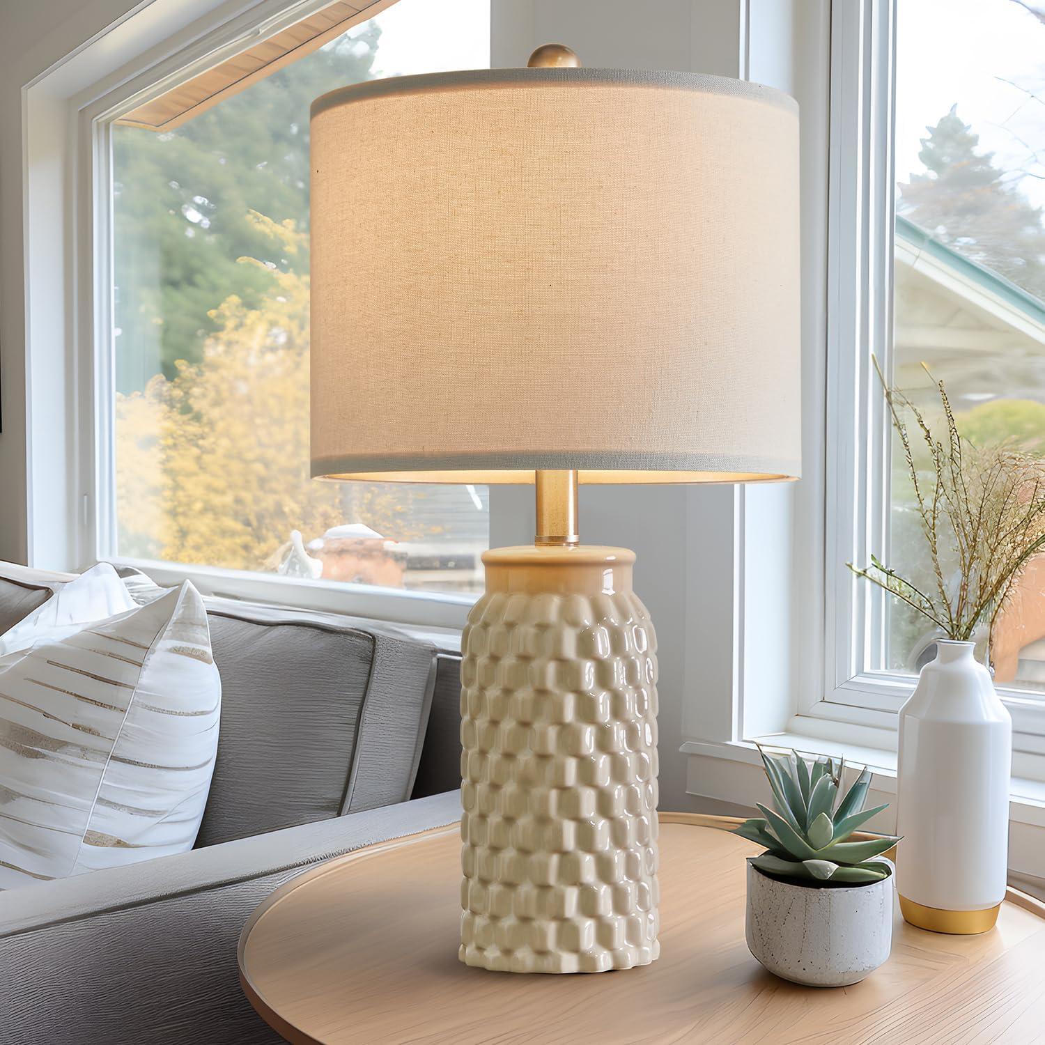 Lámpara de Mesa Cerámica Beige USumkky 52 cm Set de 2
