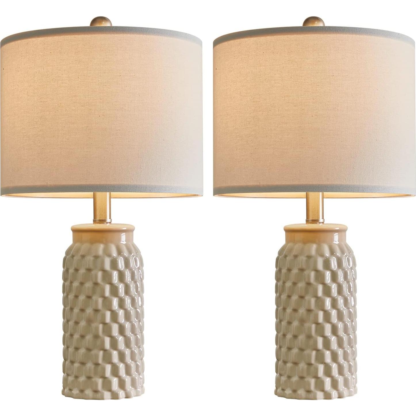 Lámpara de Mesa Cerámica Beige USumkky 52 cm Set de 2