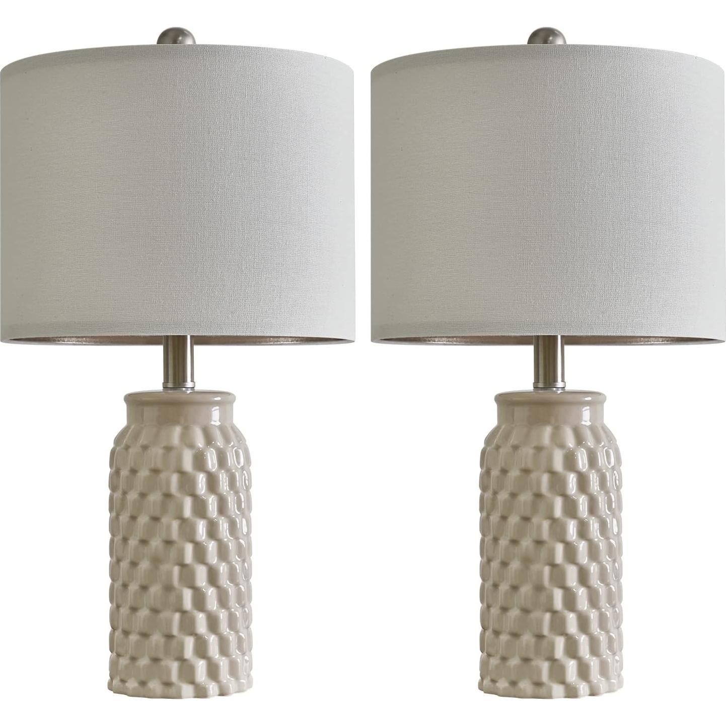 Lámpara de Mesa Cerámica Beige USumkky 52 cm Set de 2