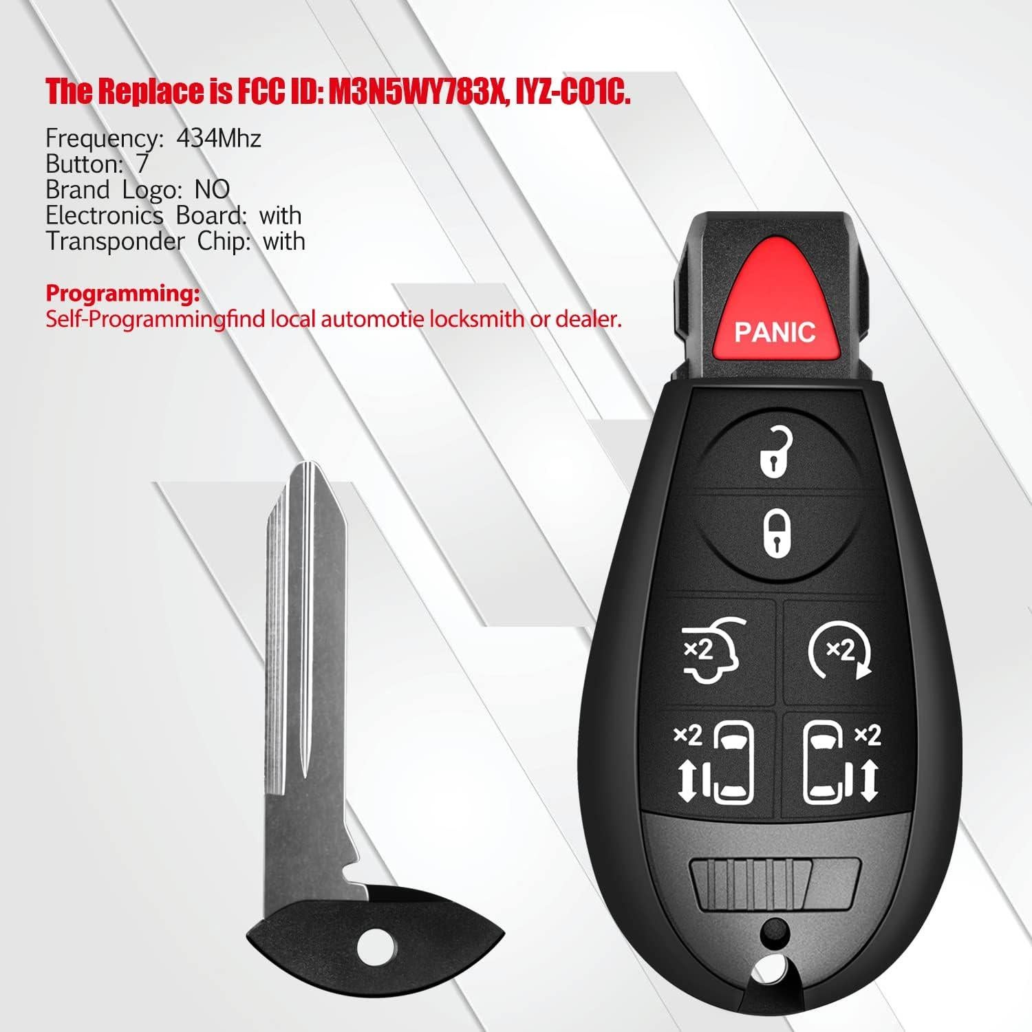 Control Remoto Llavero Dodge Chrysler 2008-2020 Juego de 2