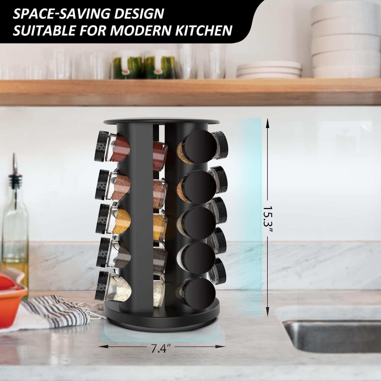 Organizador de Especias Giratorio Dasaka con 20 Frascos 85g