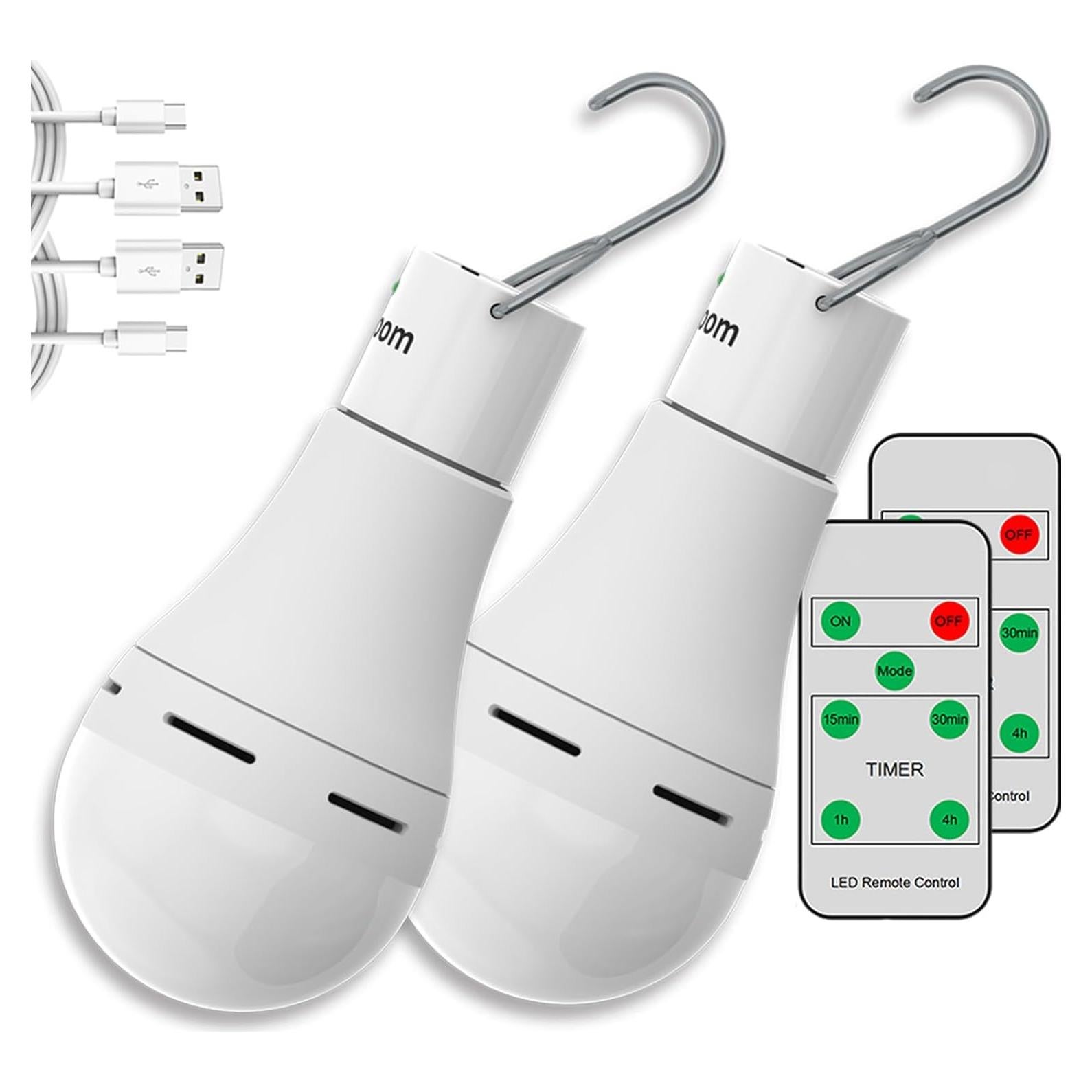 Bombillas LED recargables USB Flyhoom, 4 modos, 1200mAh, 2 unidades