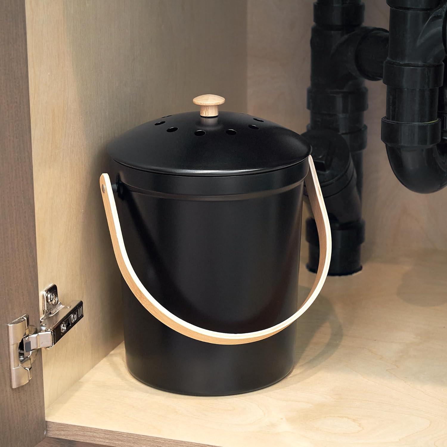 Papelera de Compostaje KIBAGA 4.16L Sin Olores Negra