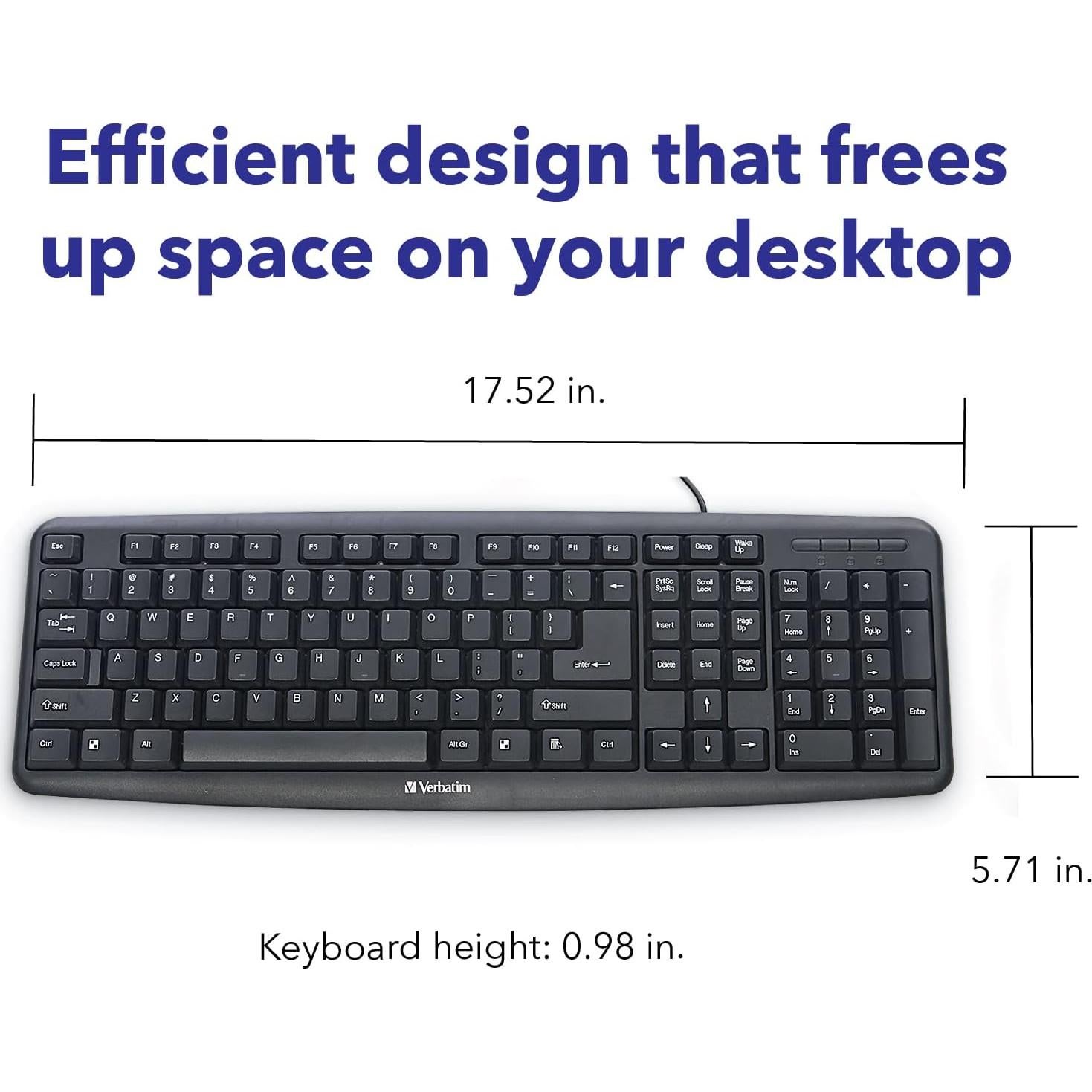 Teclado USB Con Cable Slimline Verbatim 99201 Negro