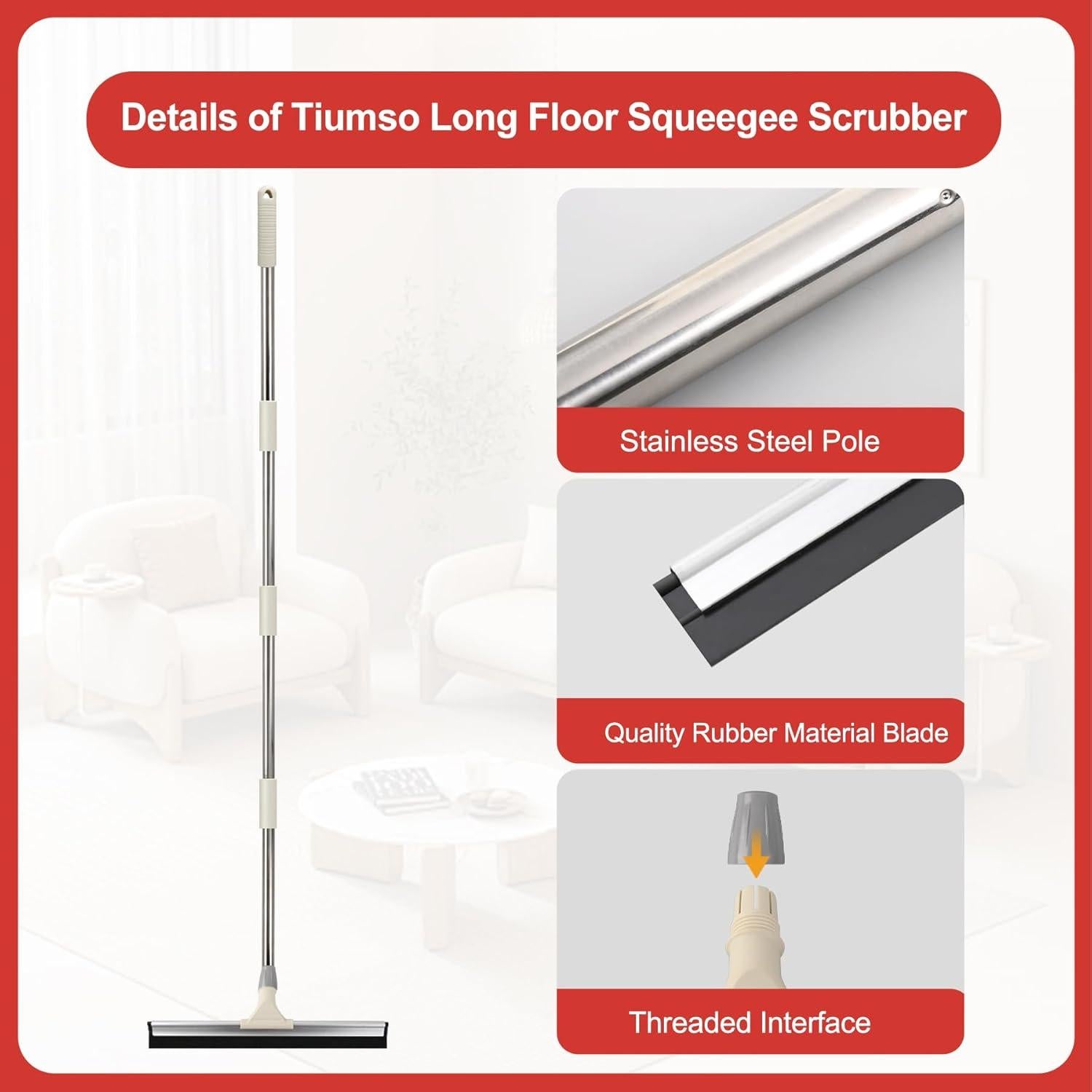 Escoba de Goma Tiumso 43 cm con Mango de Acero 152 cm