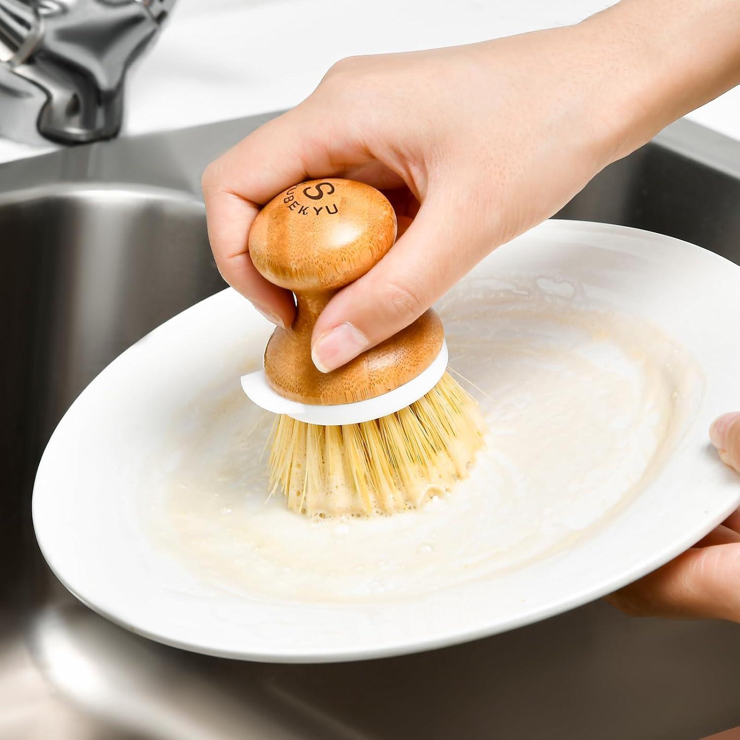 Cepillo de Cocina SUBEKYU de Bambú con Dispensador y Raspador