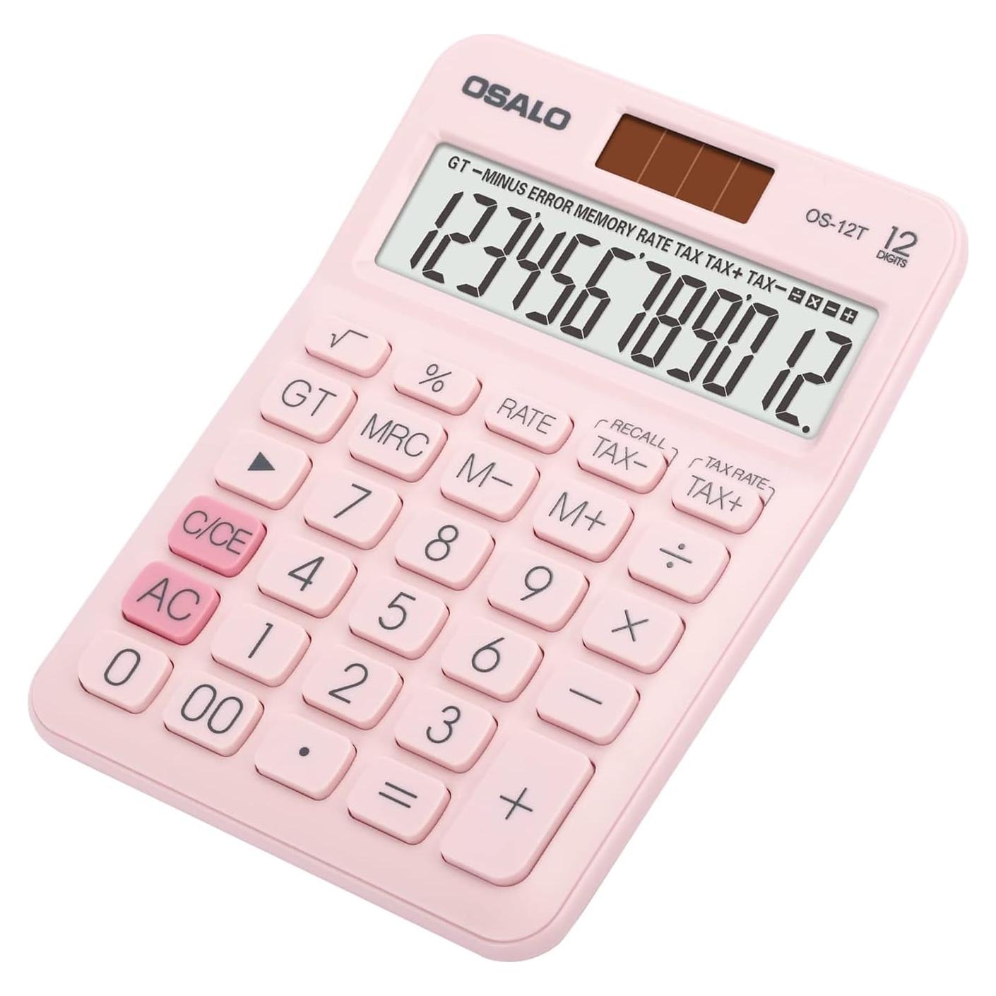 Calculadora de Escritorio Pendancy OS-12T Rosa 12 Dígitos Solar