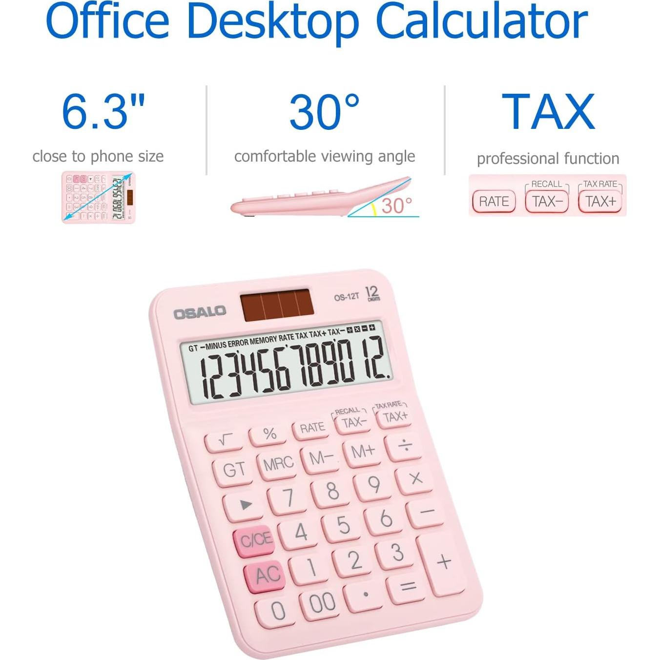 Calculadora de Escritorio Pendancy OS-12T Rosa 12 Dígitos Solar