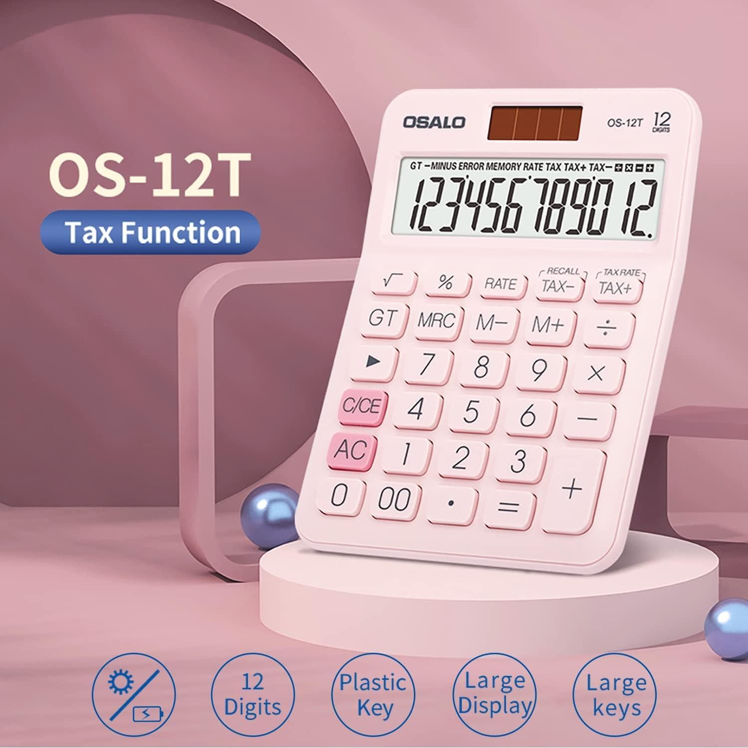Calculadora de Escritorio Pendancy OS-12T Rosa 12 Dígitos Solar