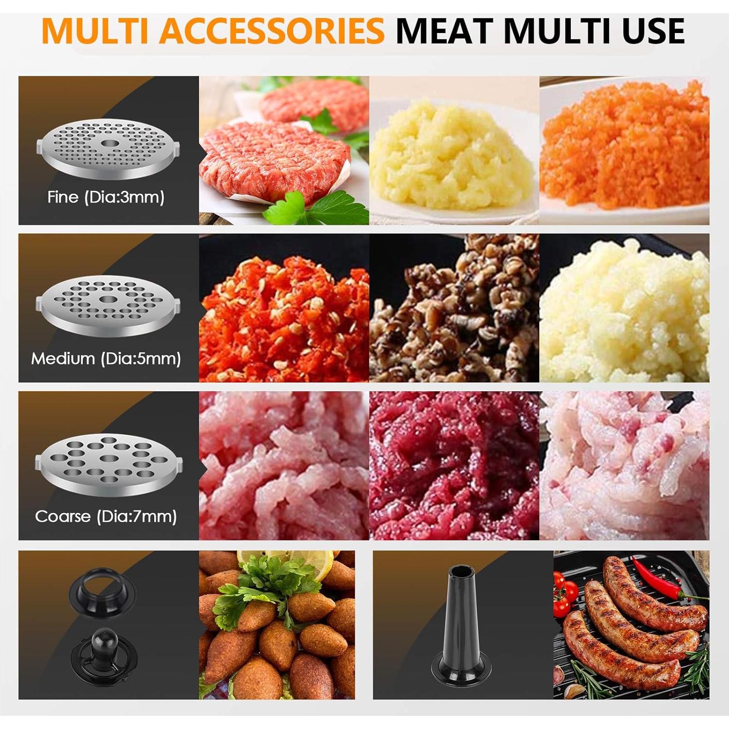 Picadora de Carne Eléctrica CHEFFANO 350W con Accesorios