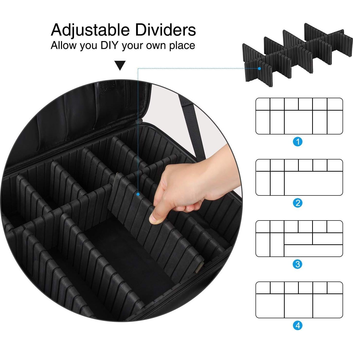 Estuche de Maquillaje MONSTINA 42cm 3 Capas Organizador Negro