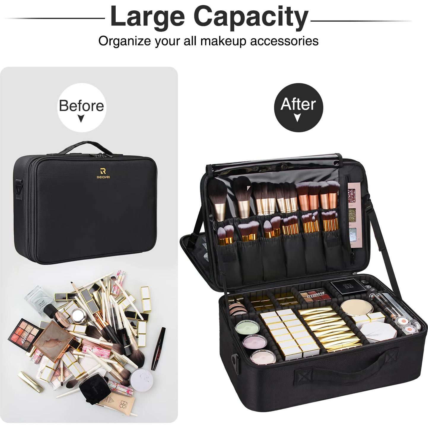 Estuche de Maquillaje MONSTINA 42cm 3 Capas Organizador Negro