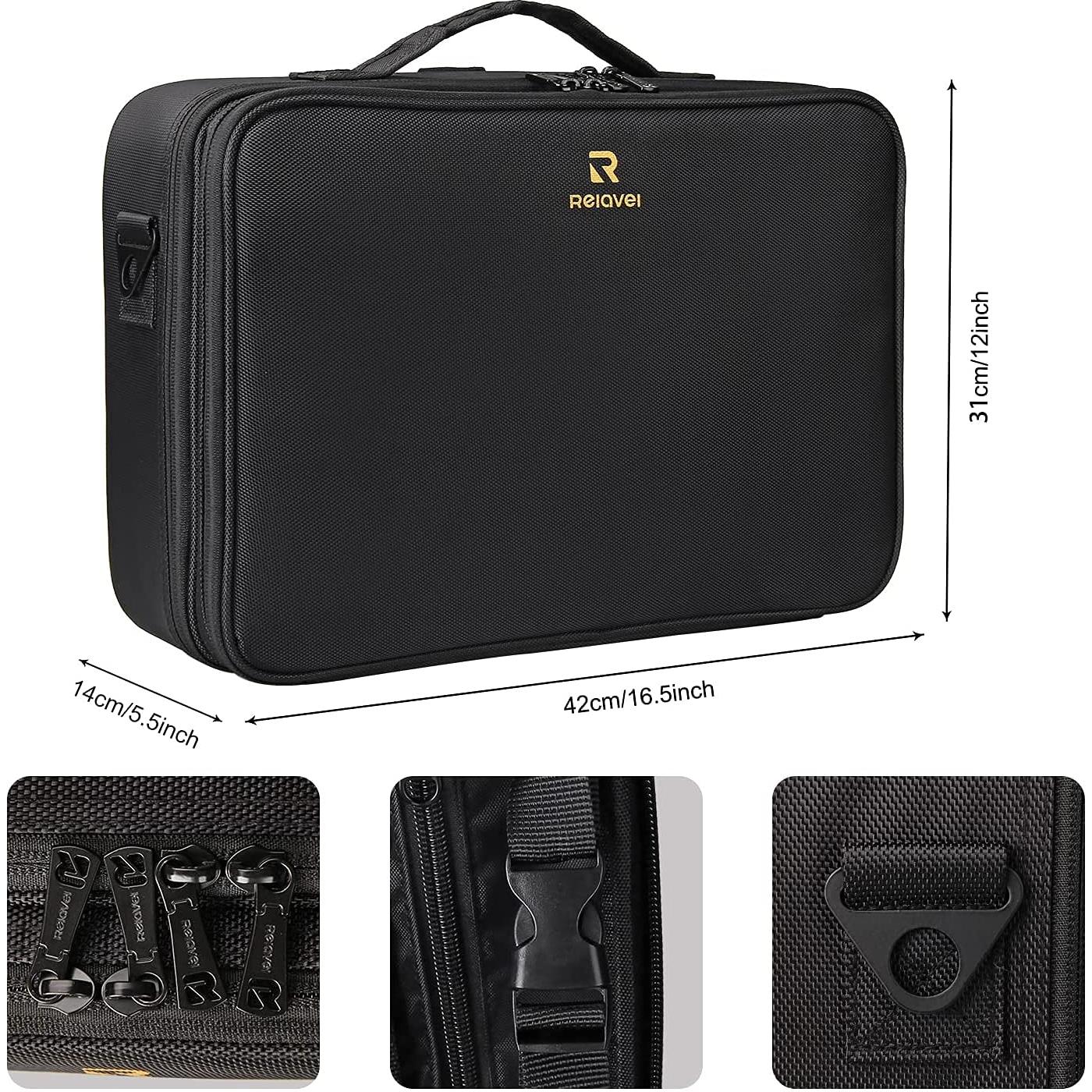 Estuche de Maquillaje MONSTINA 42cm 3 Capas Organizador Negro