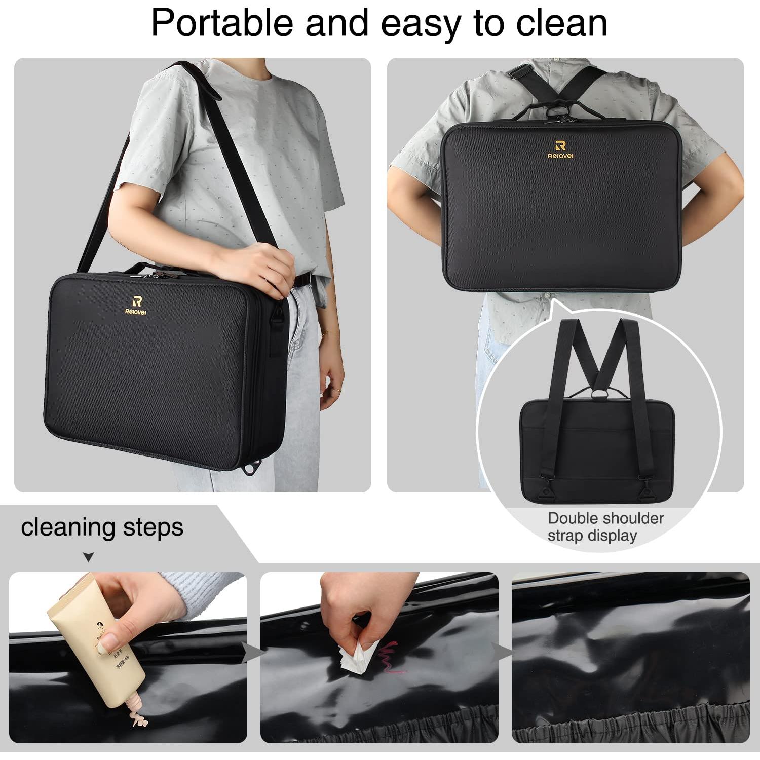 Estuche de Maquillaje MONSTINA 42cm 3 Capas Organizador Negro