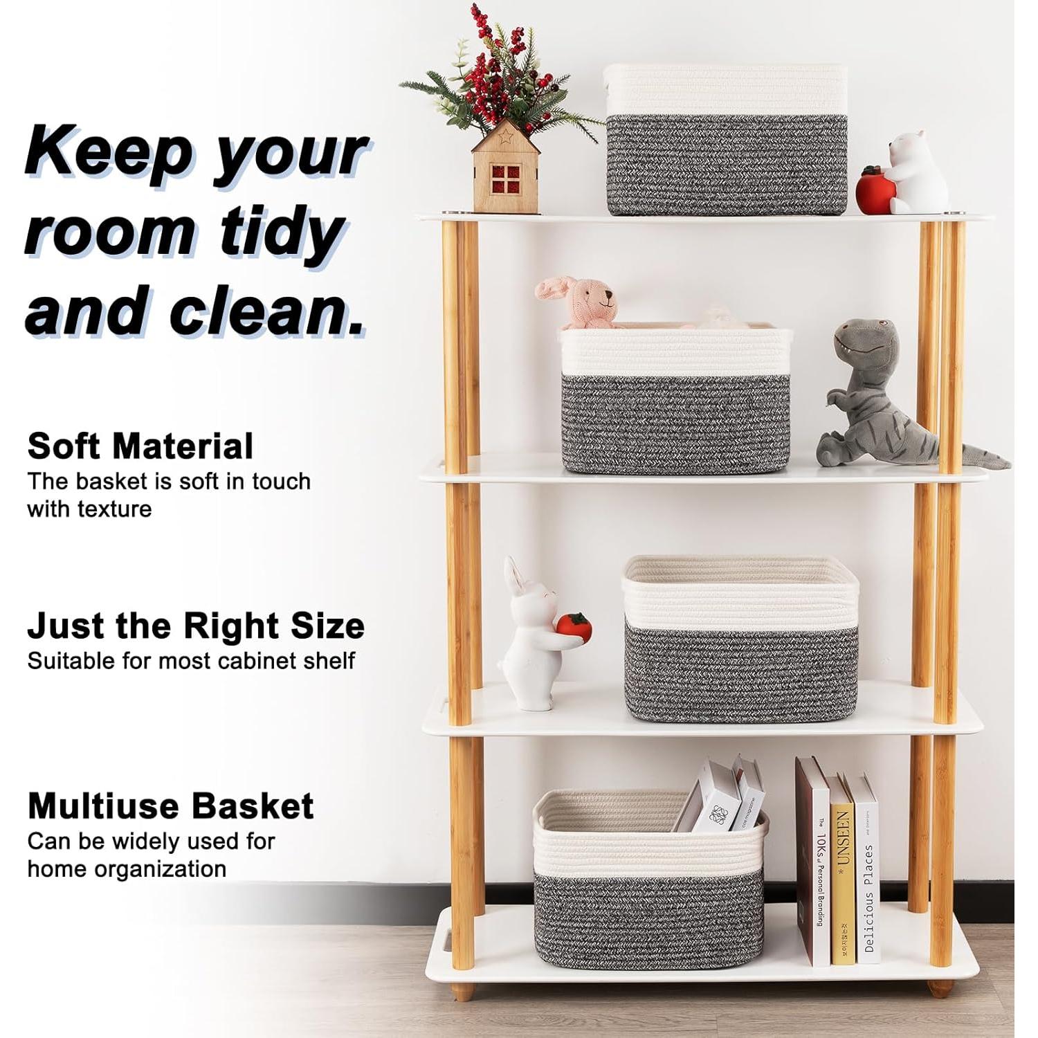 Cestas de Almacenamiento Tejidas SIXDOVE - 4 Unidades 33x22.9x19.8cm