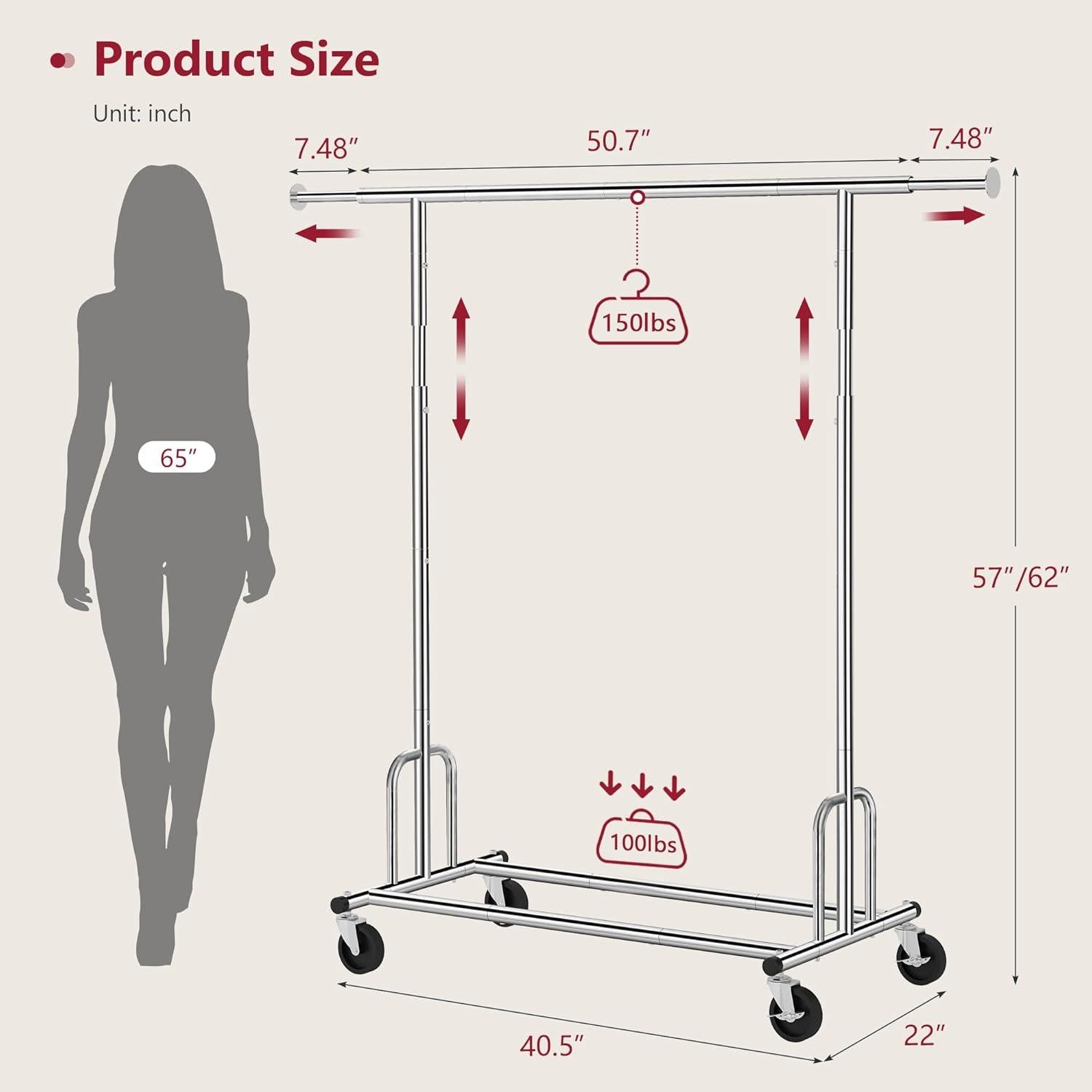 Soporte de Ropa Plegable Tajsoon Cromo Ajustable 113.4 kg