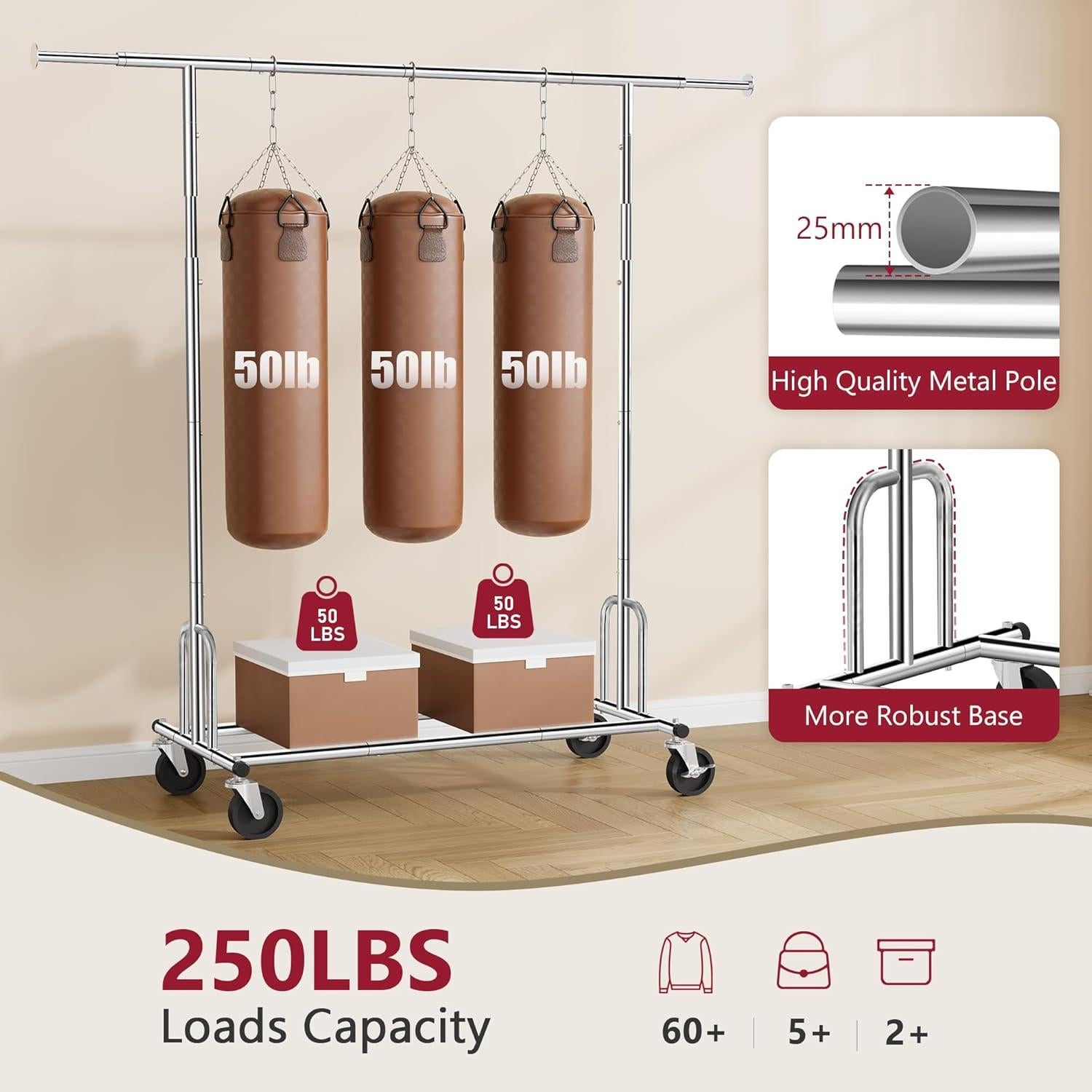 Soporte de Ropa Plegable Tajsoon Cromo Ajustable 113.4 kg