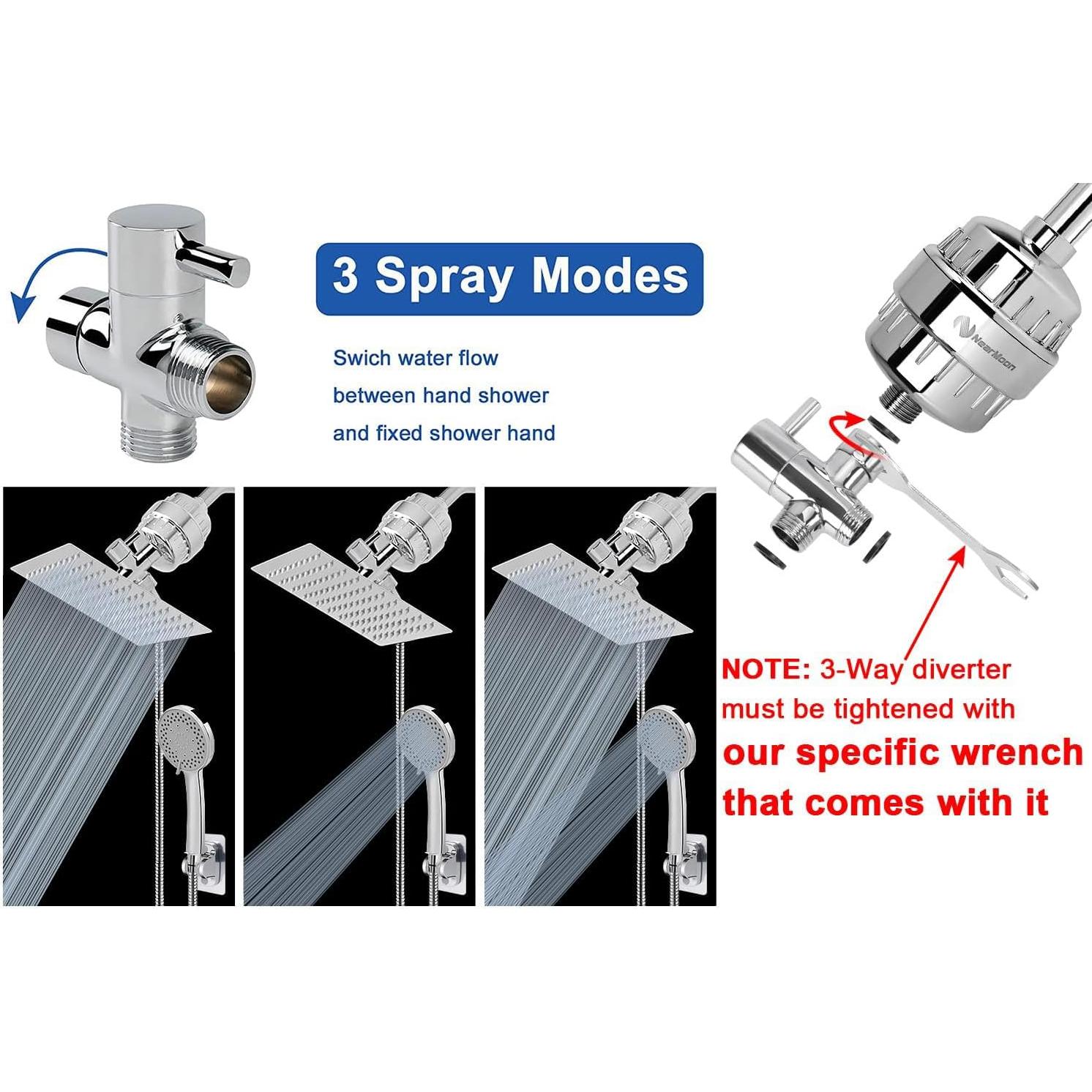 Cabezal de Ducha Filtrado NearMoon 8" Cuadrado Alta Presión