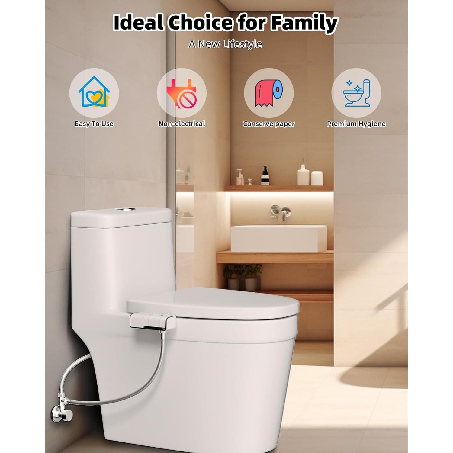 Bidet Mecánico Hibbent Doble Boquilla Ajustable Negro