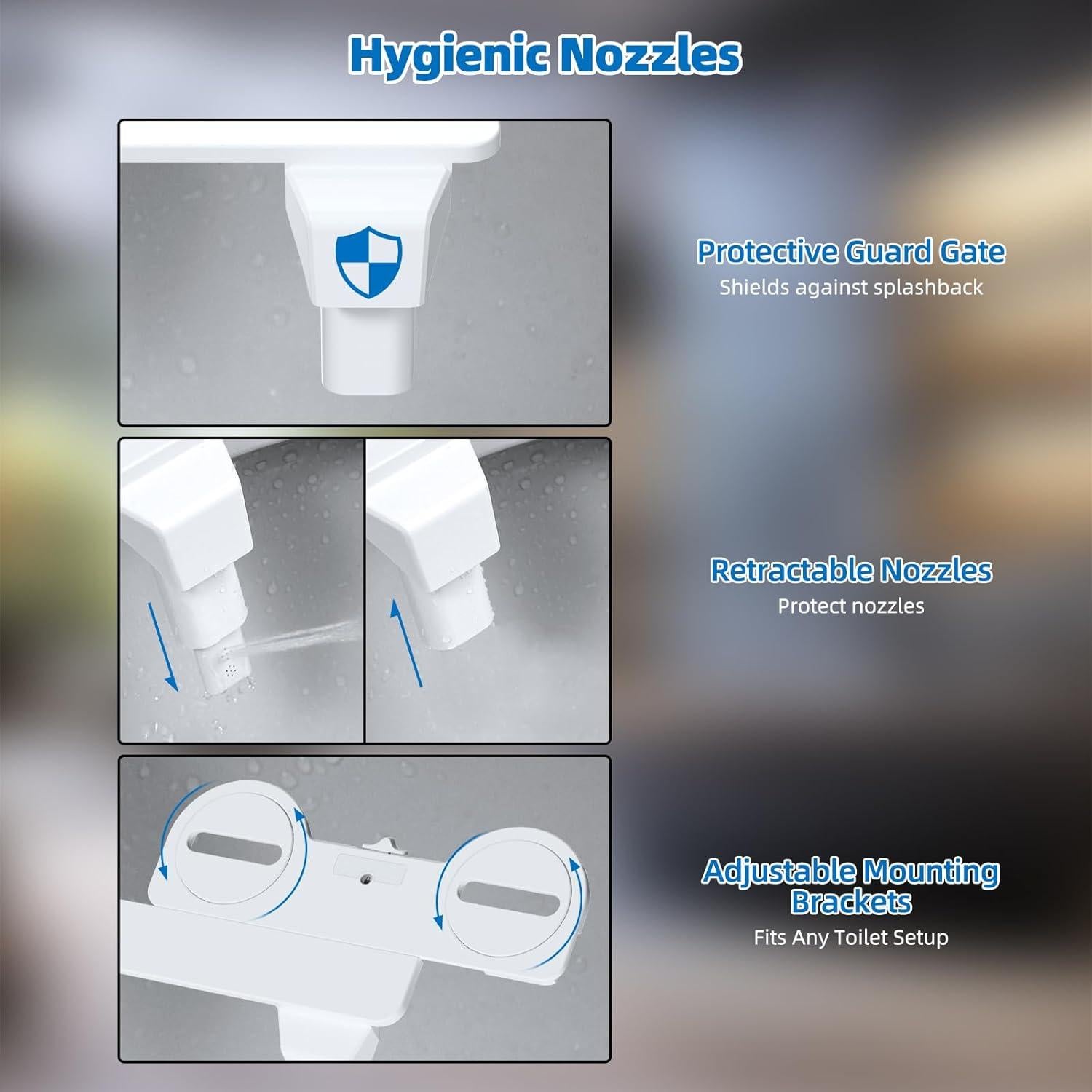 Bidet Mecánico Hibbent Doble Boquilla Ajustable Negro