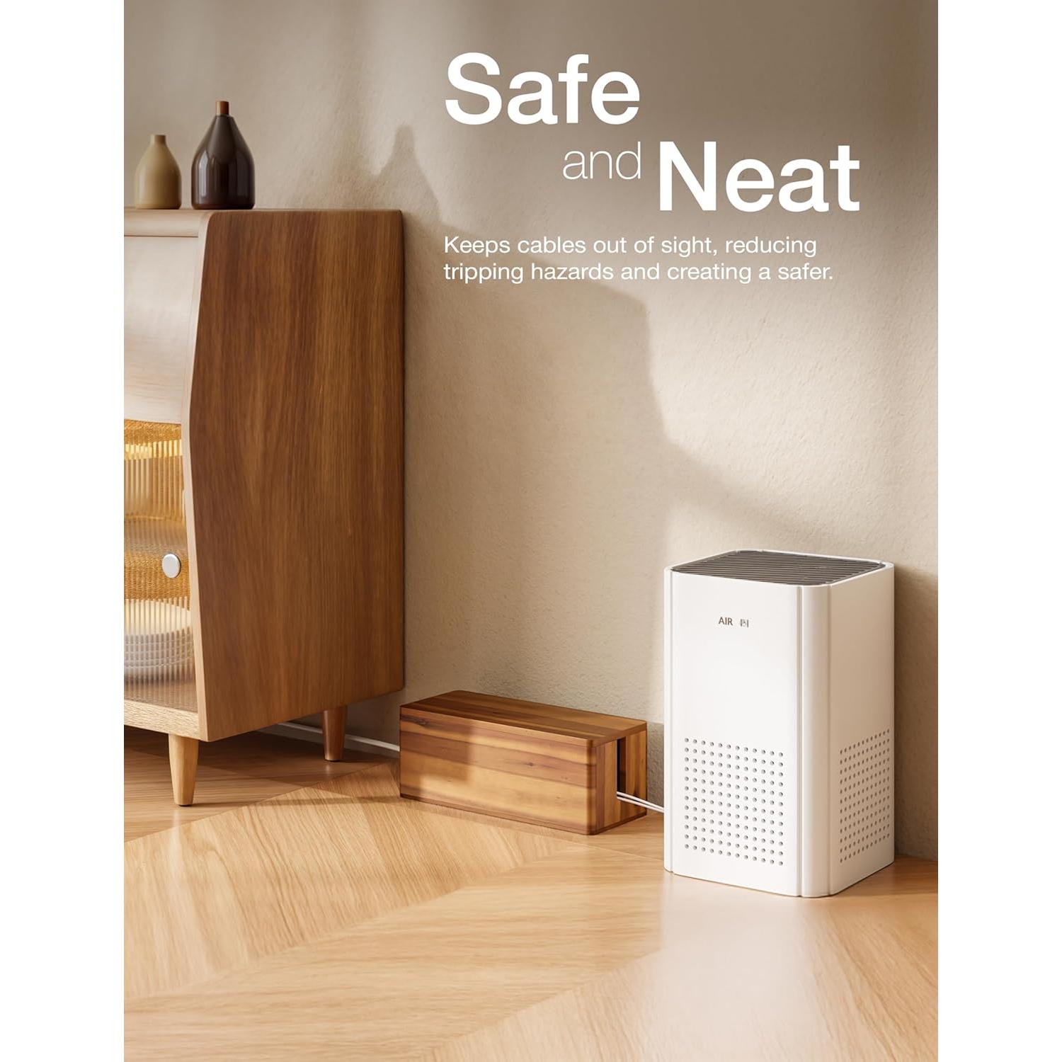 Caja Organizadora de Cables Bluezon de Madera de Acacia 40.64 cm