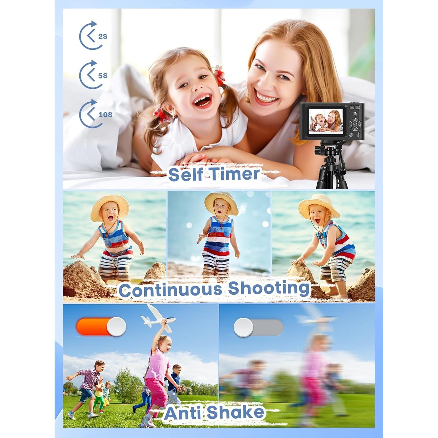 Cámara Digital BEARBISU 44MP FHD 1080P con 64GB y Zoom 16x