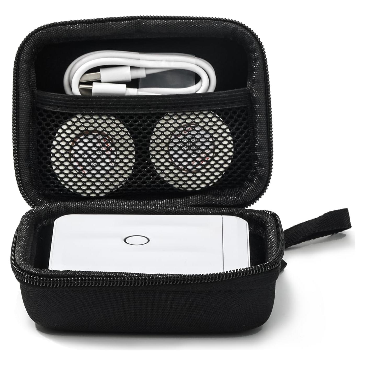 NIIMBOT Mini Case Compatible D11/D110 Upgraded Version Label Maker for Labeler Storage Holder Tape Paper Roll & USB Cable (Box Only), Black