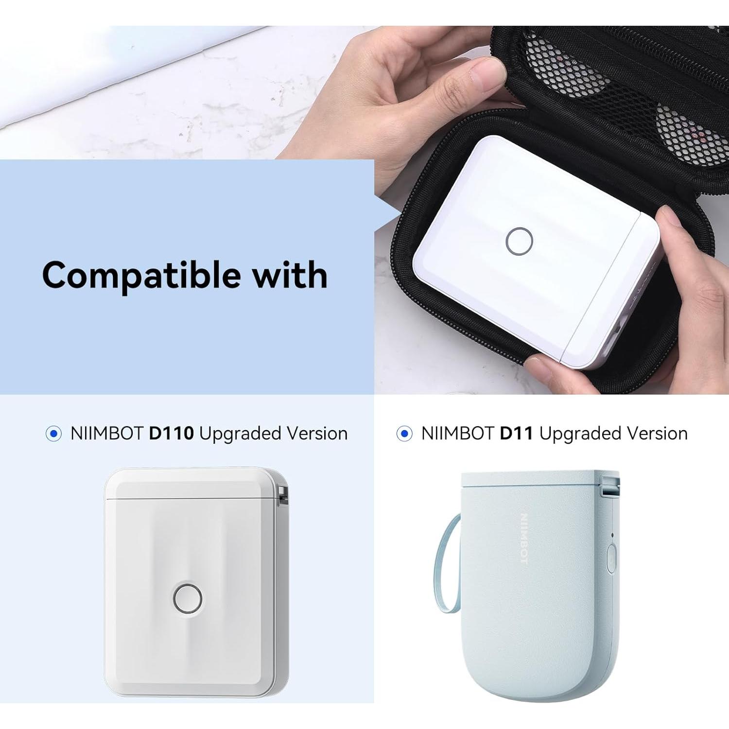 NIIMBOT Mini Case Compatible D11/D110 Upgraded Version Label Maker for Labeler Storage Holder Tape Paper Roll & USB Cable (Box Only), Black