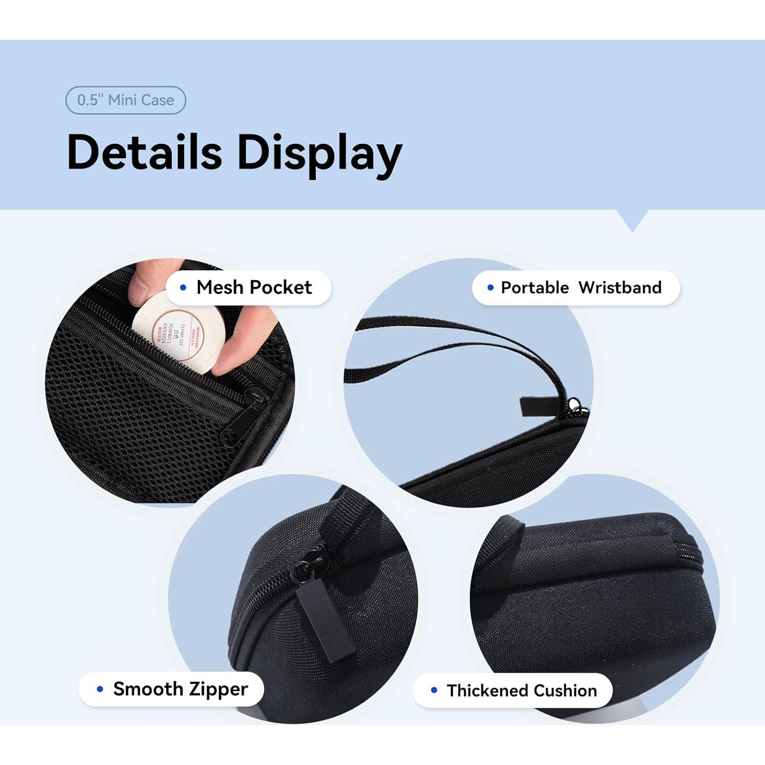 NIIMBOT Mini Case Compatible D11/D110 Upgraded Version Label Maker for Labeler Storage Holder Tape Paper Roll & USB Cable (Box Only), Black