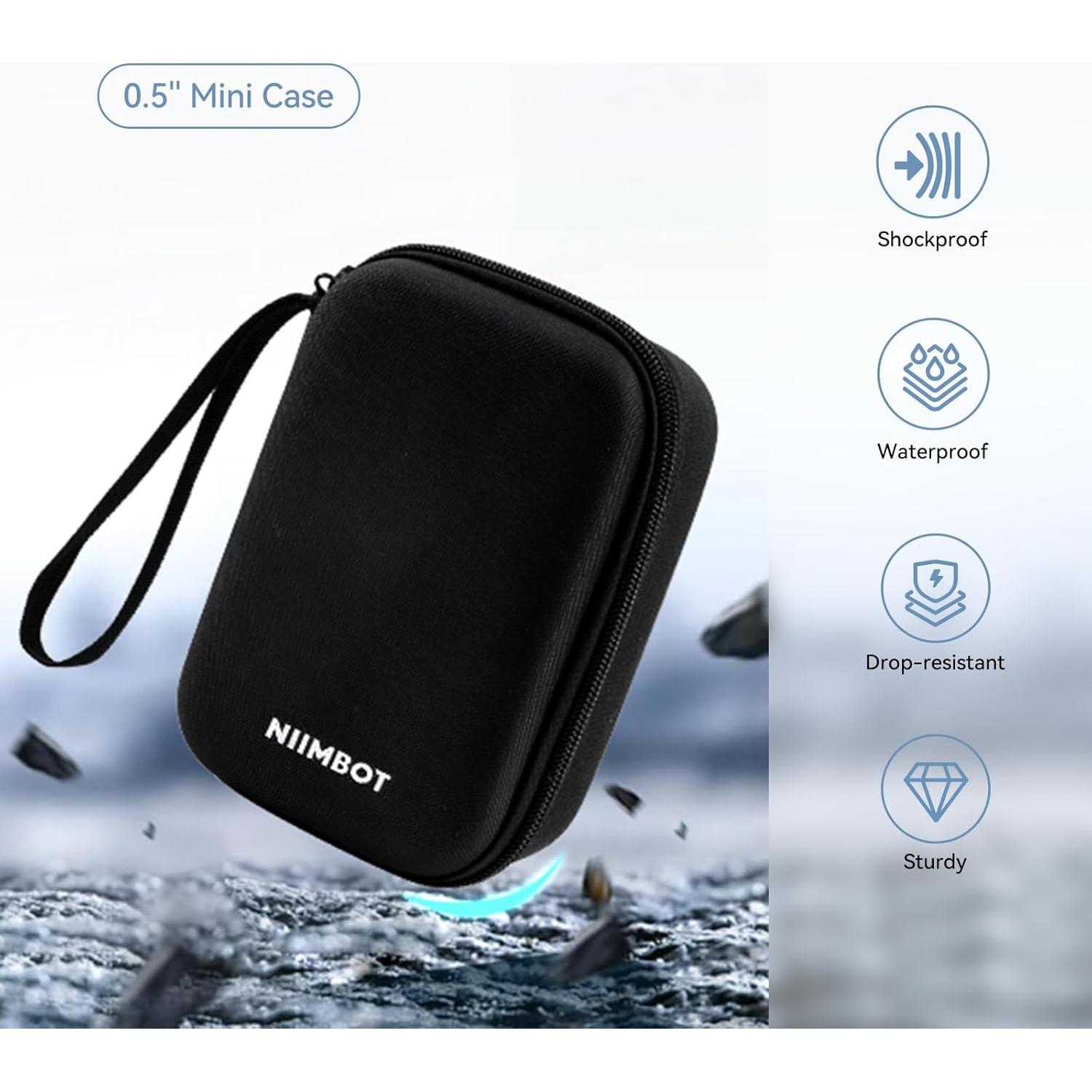 NIIMBOT Mini Case Compatible D11/D110 Upgraded Version Label Maker for Labeler Storage Holder Tape Paper Roll & USB Cable (Box Only), Black